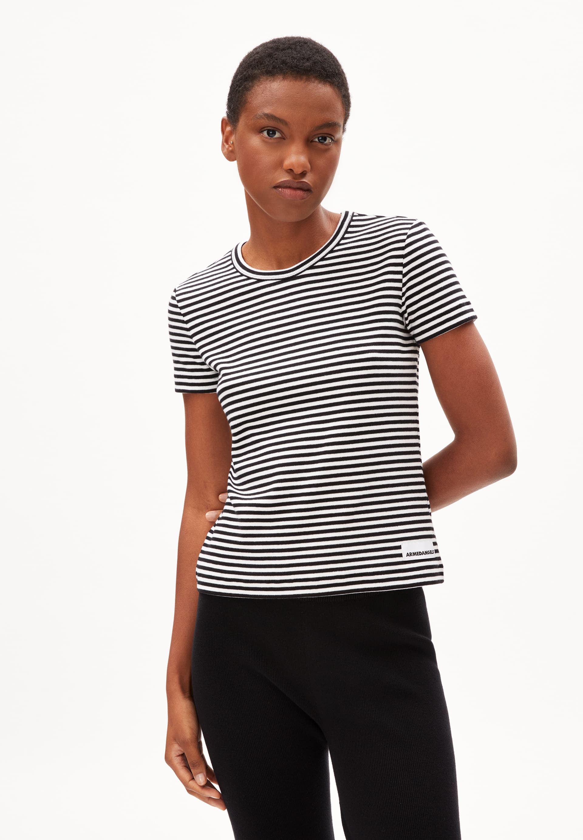 KARDAA STRIPES - Frauen Regular Fit T-Shirt - schwarz