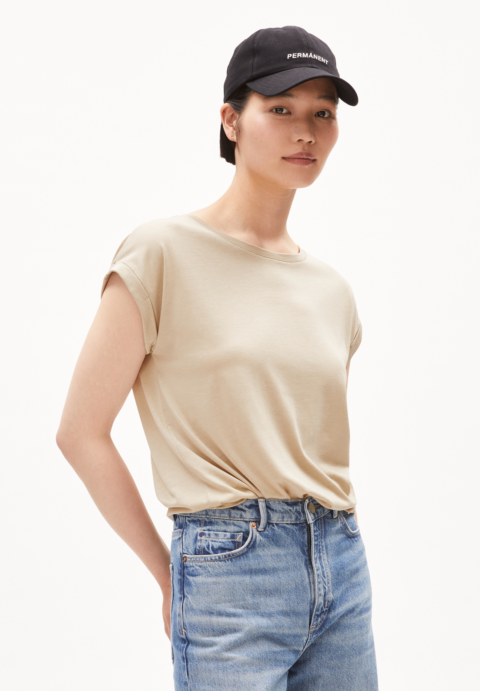 JILAANA T-shirt coupe standard en TENCEL™ Lyocell mélangé