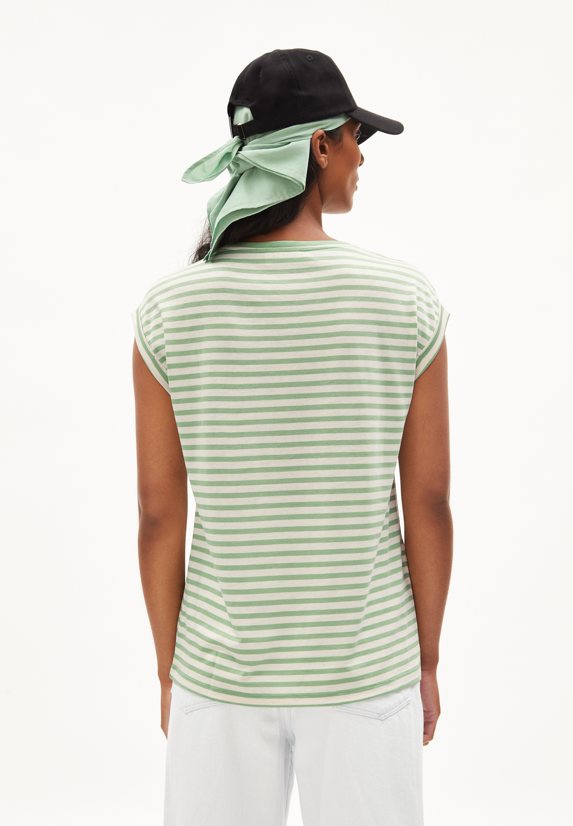 JILAANA STRIPES T-Shirt coupe ample en TENCEL™ Lyocell mélangé