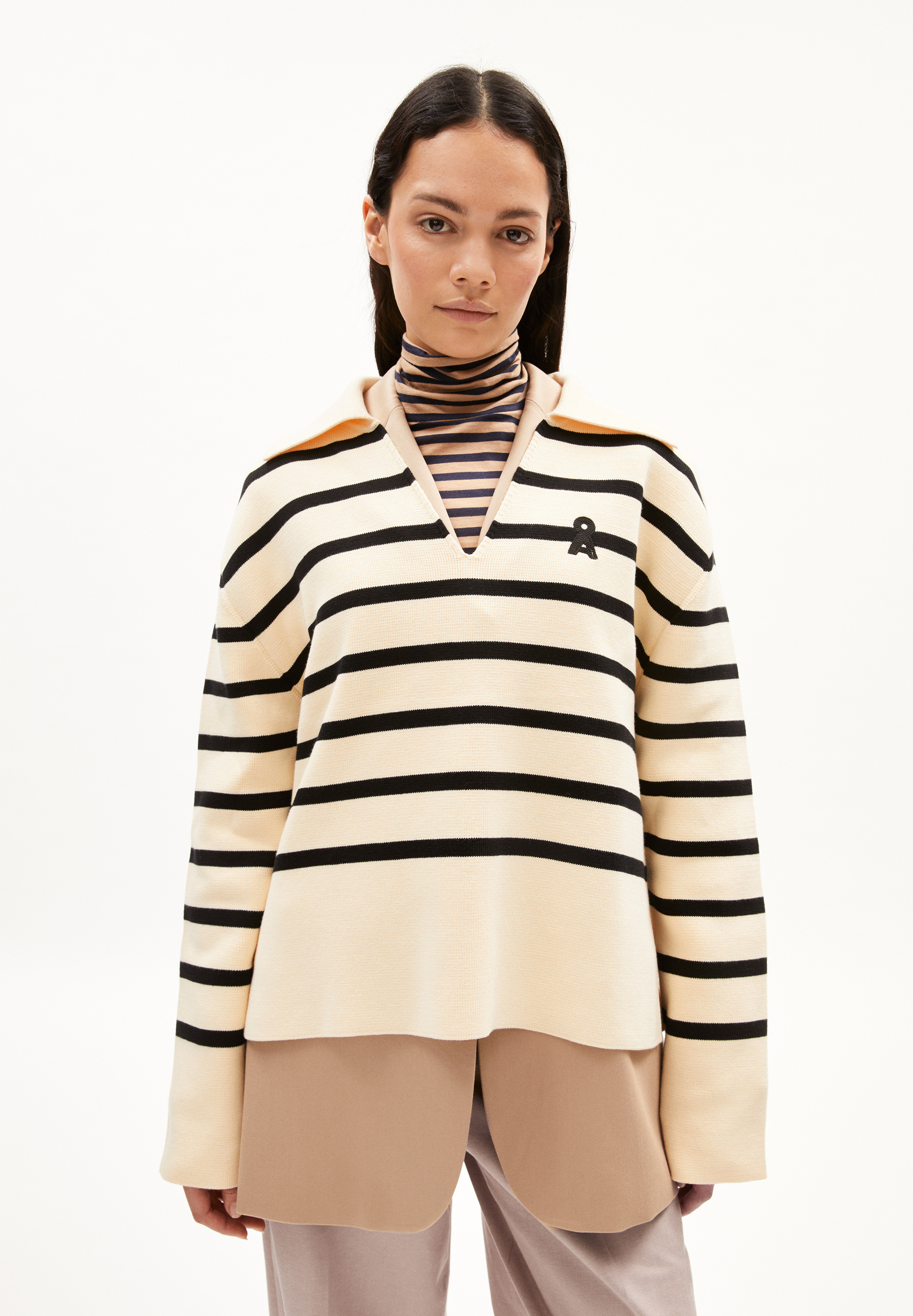 FREJIAAS STRIPES Pull coupe oversize en coton bio