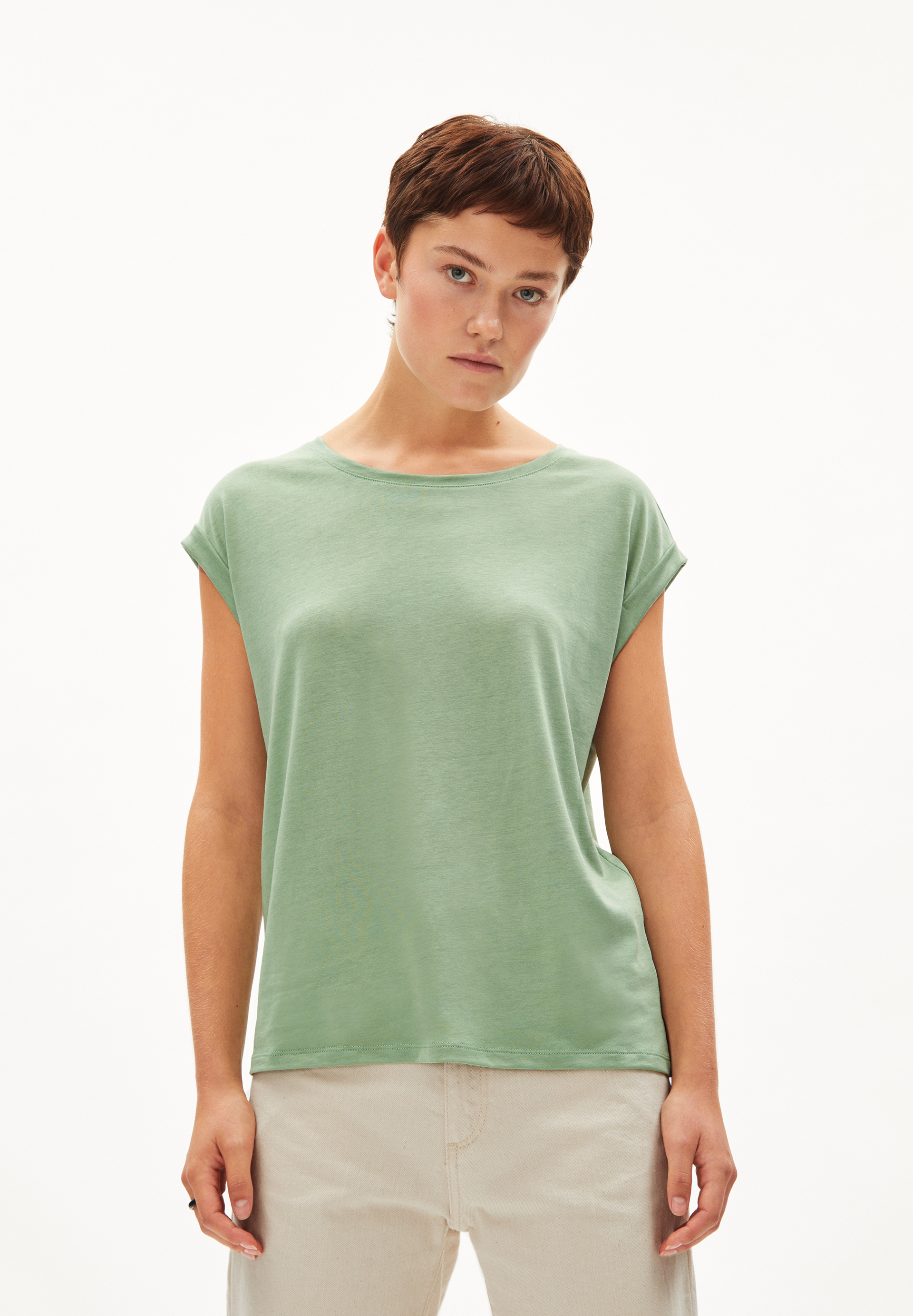 JILAANA T-shirt met loose fit van TENCEL™ Lyocell-mix