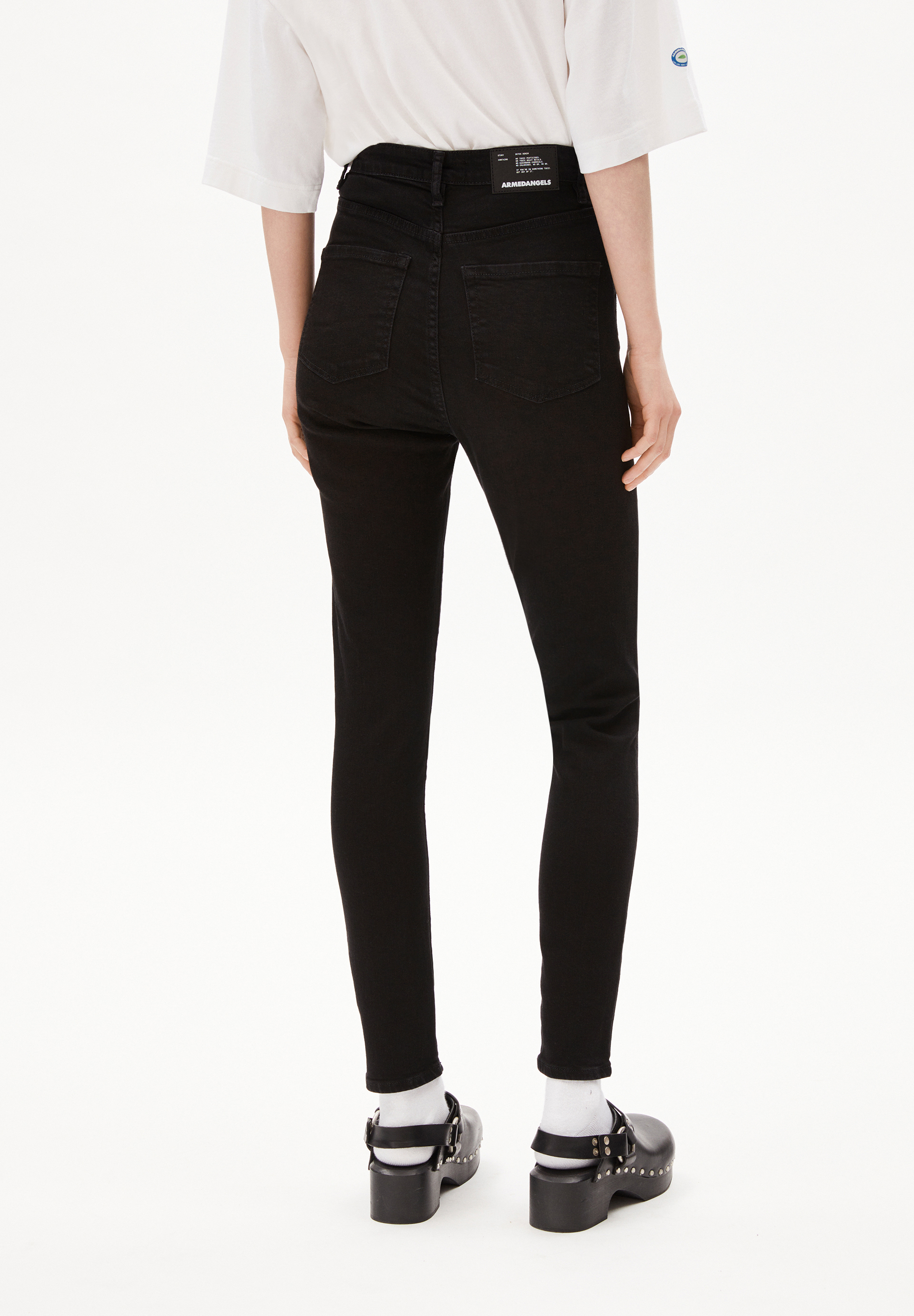 INGAA Jean jambe skinny taille haute en coton bio mélangé x-stretch