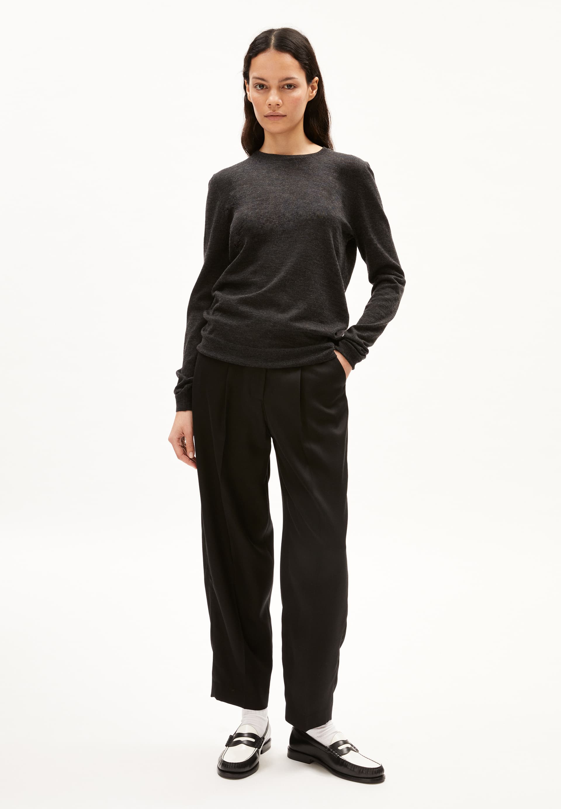 ELDIAA Trui Slim Fit vanextra fijne merino-bio-wol