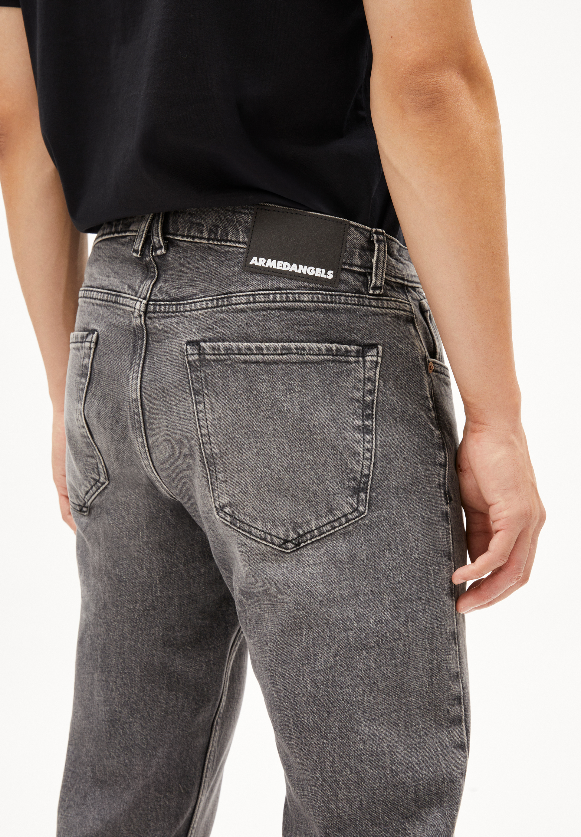 DYLAANO Jean jambe droite taille mi-haute en coton bio mélangé stretch confortable