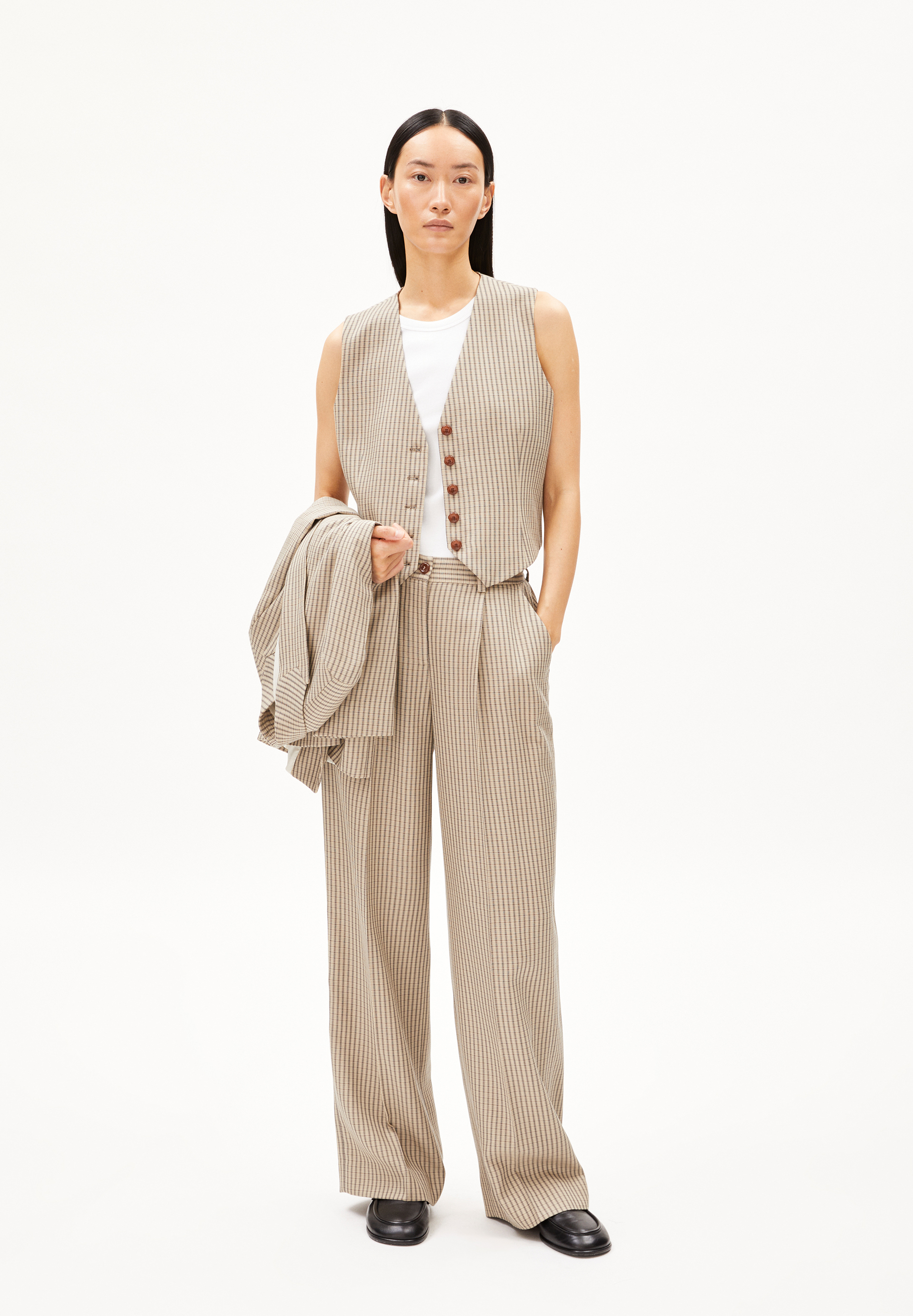 NUMAALI CHECK Pantalon en toile en viscose LENZING™ ECOVERO™