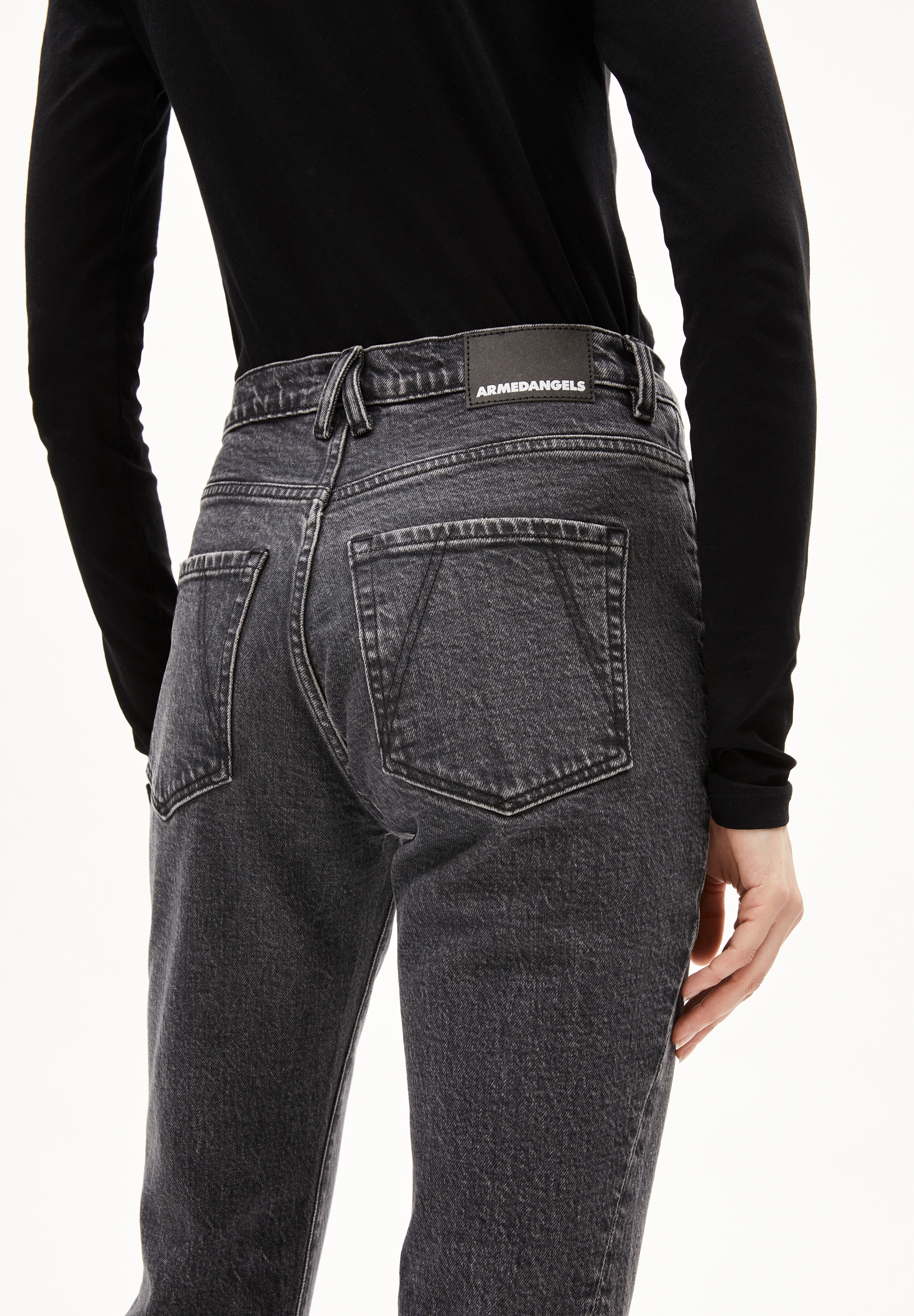 VELAARI Jean cheville jambe évasée taille mi-haute en coton bio mélangé stretch confortable