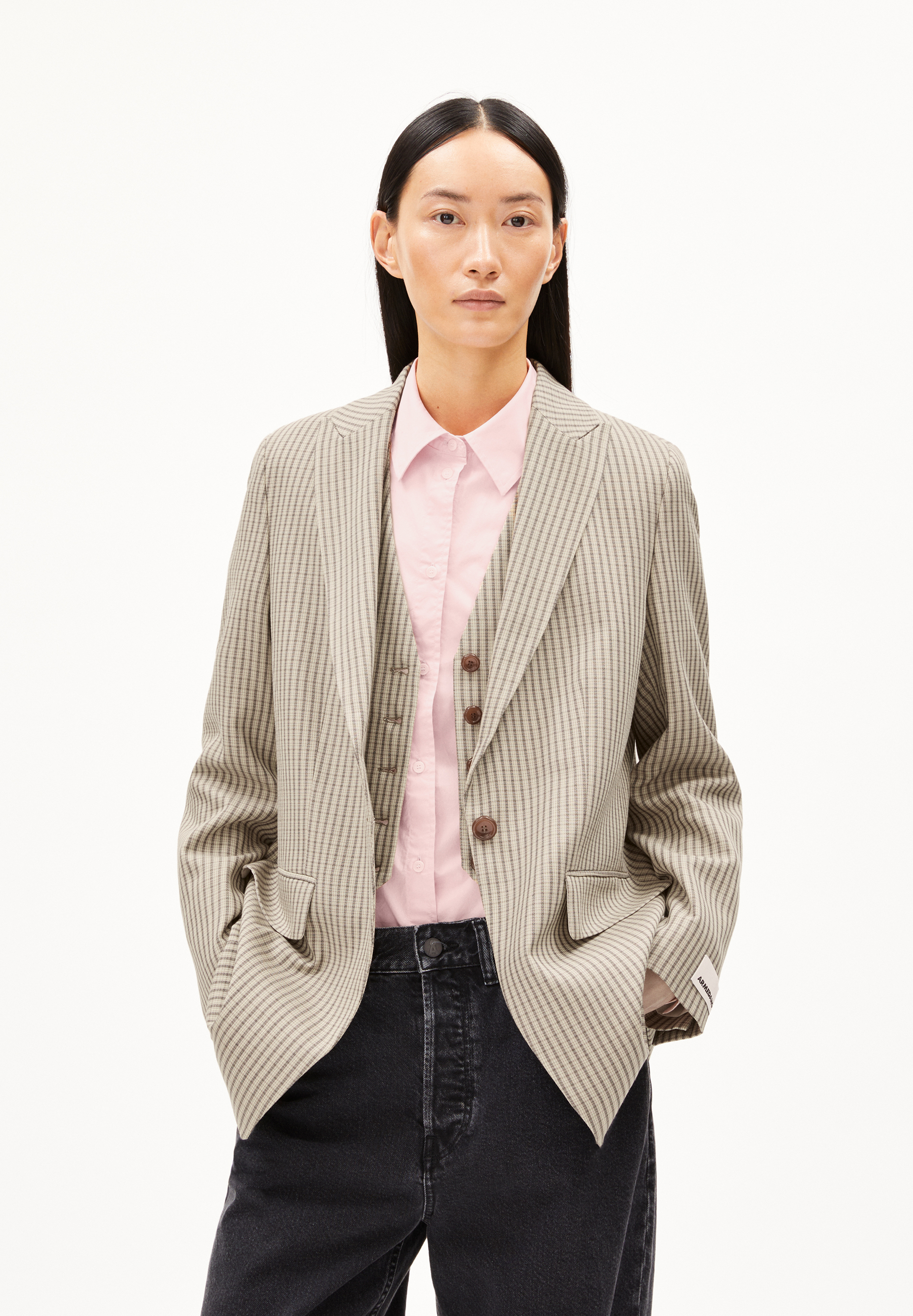 MIKULAA CHECK Blazer en viscose LENZING™ ECOVERO™