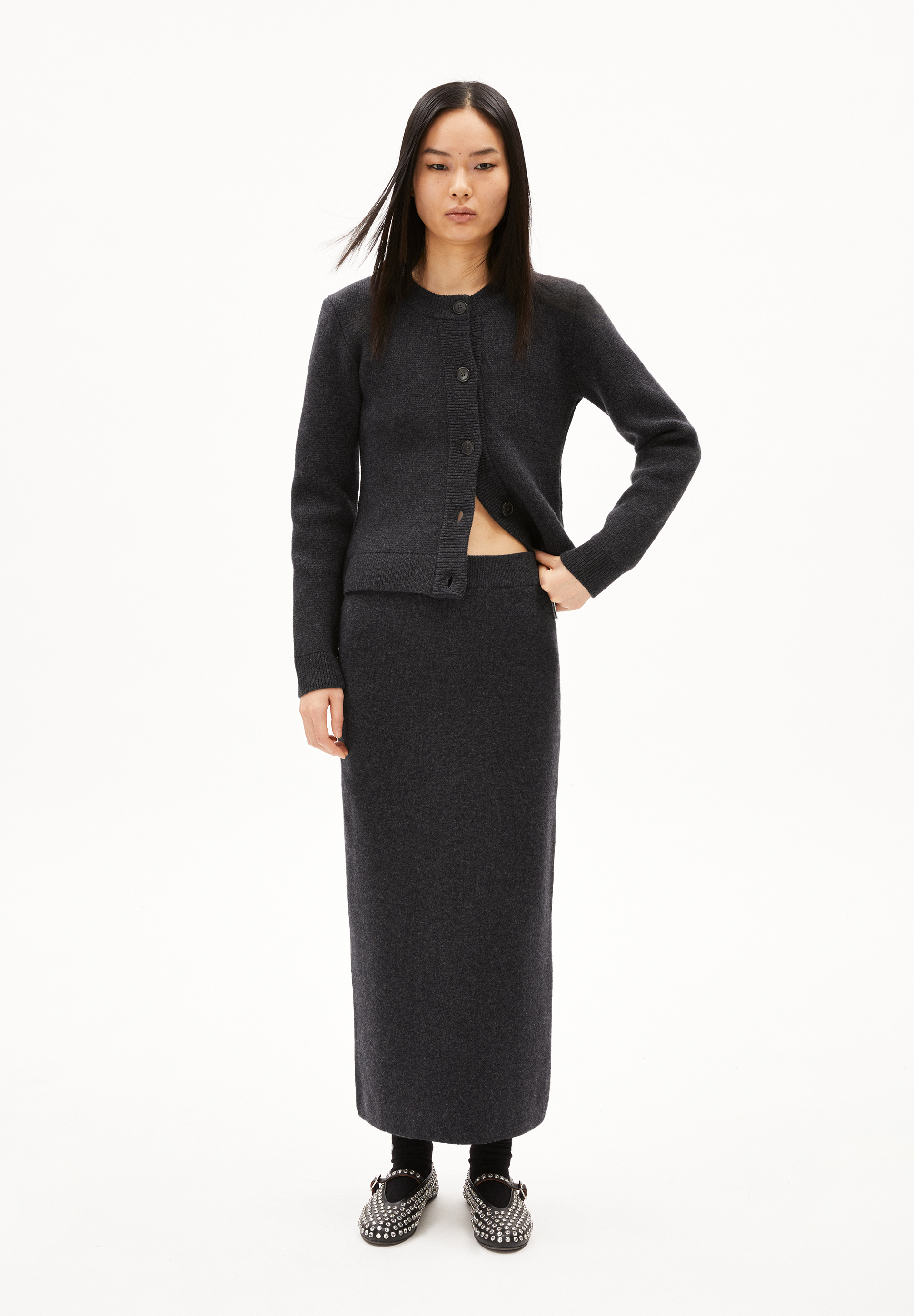 MAALVO WOOL Knit Skirt Slim Fit made of Organic Wool Mix