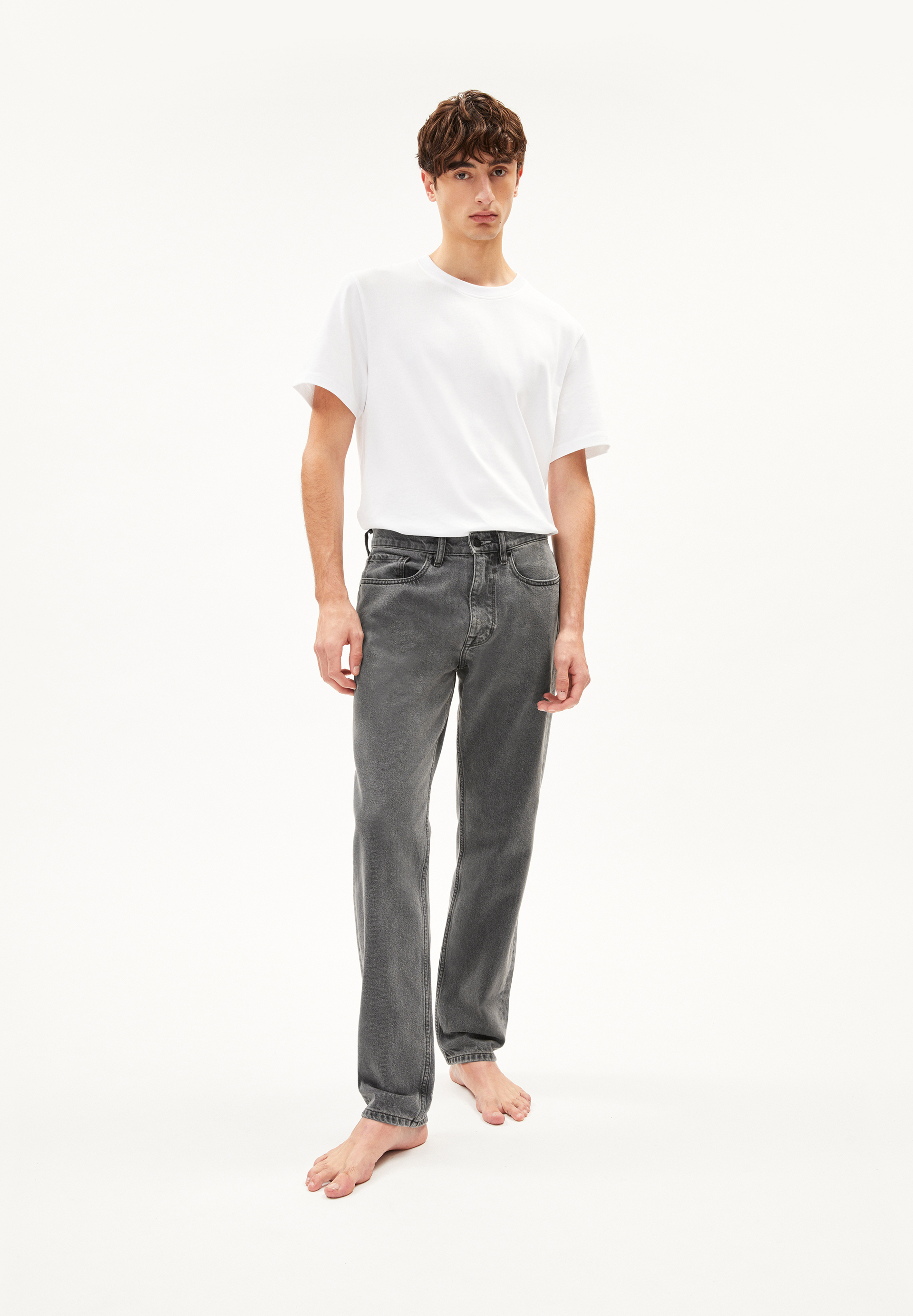 DYLAANO Jean jambe droite taille mi-haute en coton recyclé non stretch