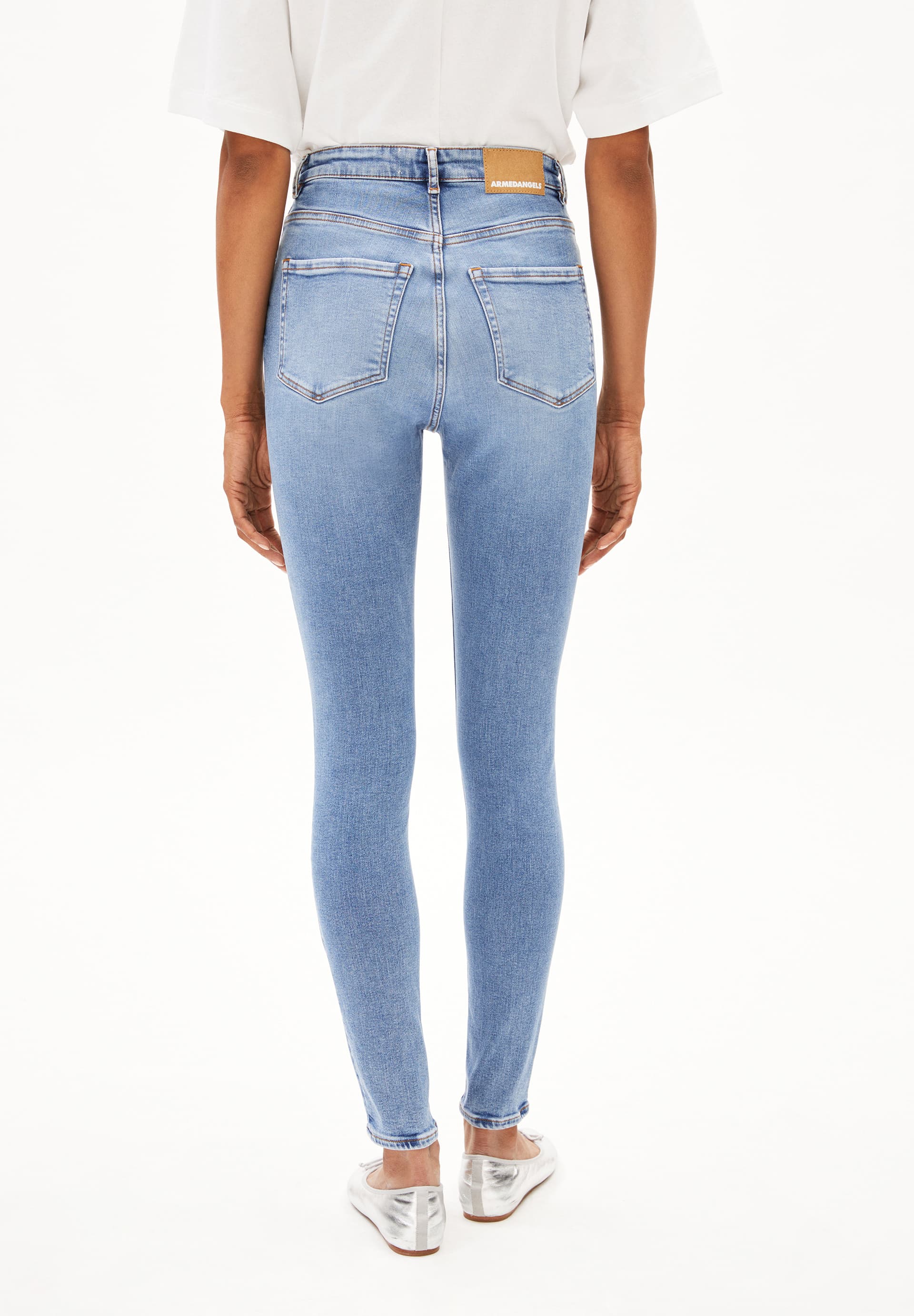 INGAA Jean jambe skinny taille haute en coton bio mélangé x-stretch