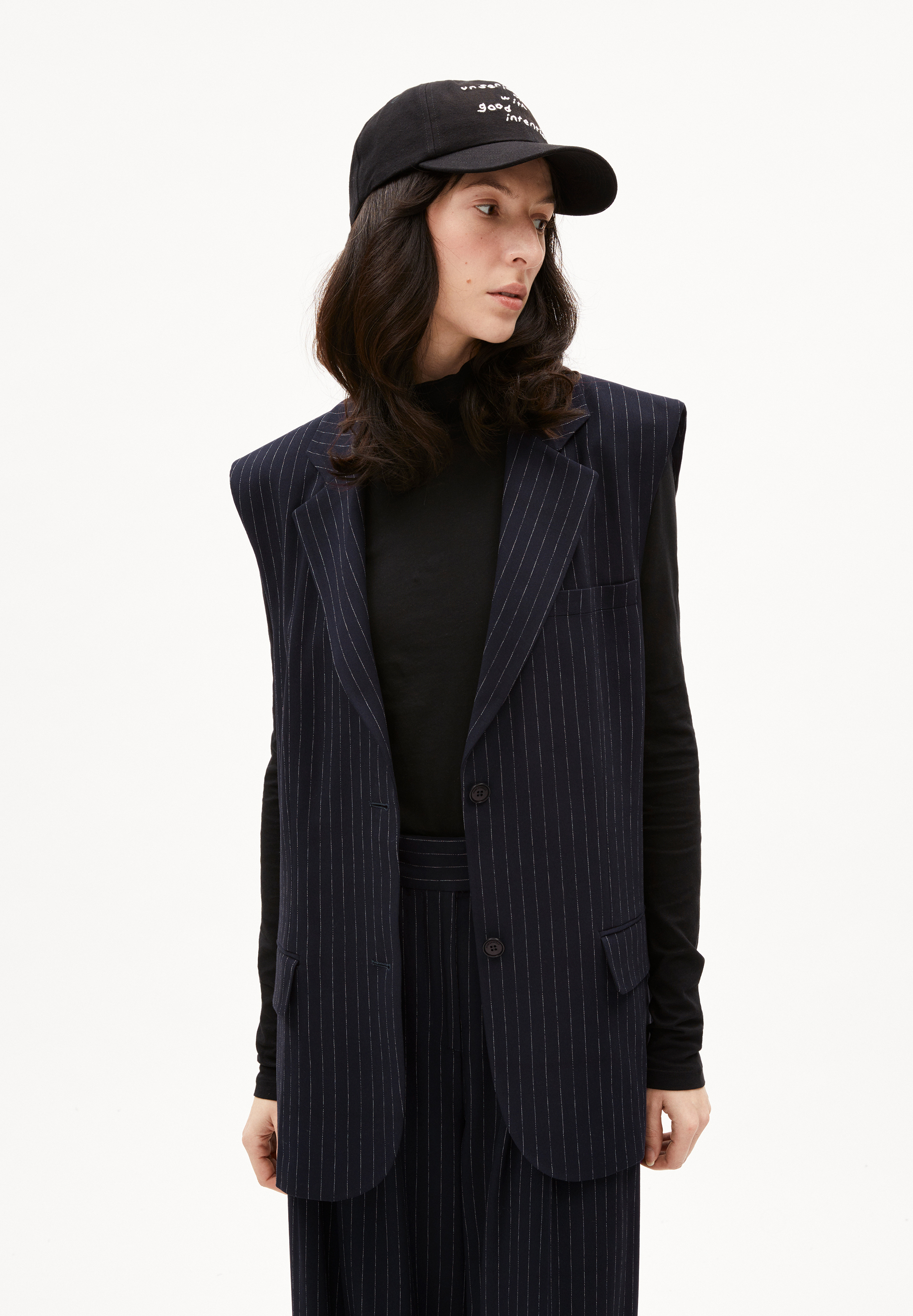 AAVEST PINSTRIPE Blazer met loose fit van LENZING™ ECOVERO™-viscosemix