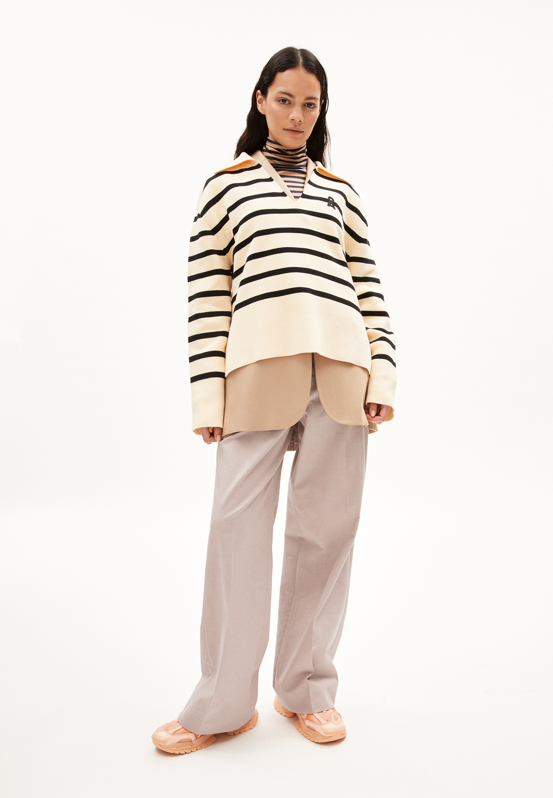 FREJIAAS STRIPES Trui met oversized fit van biologisch katoen