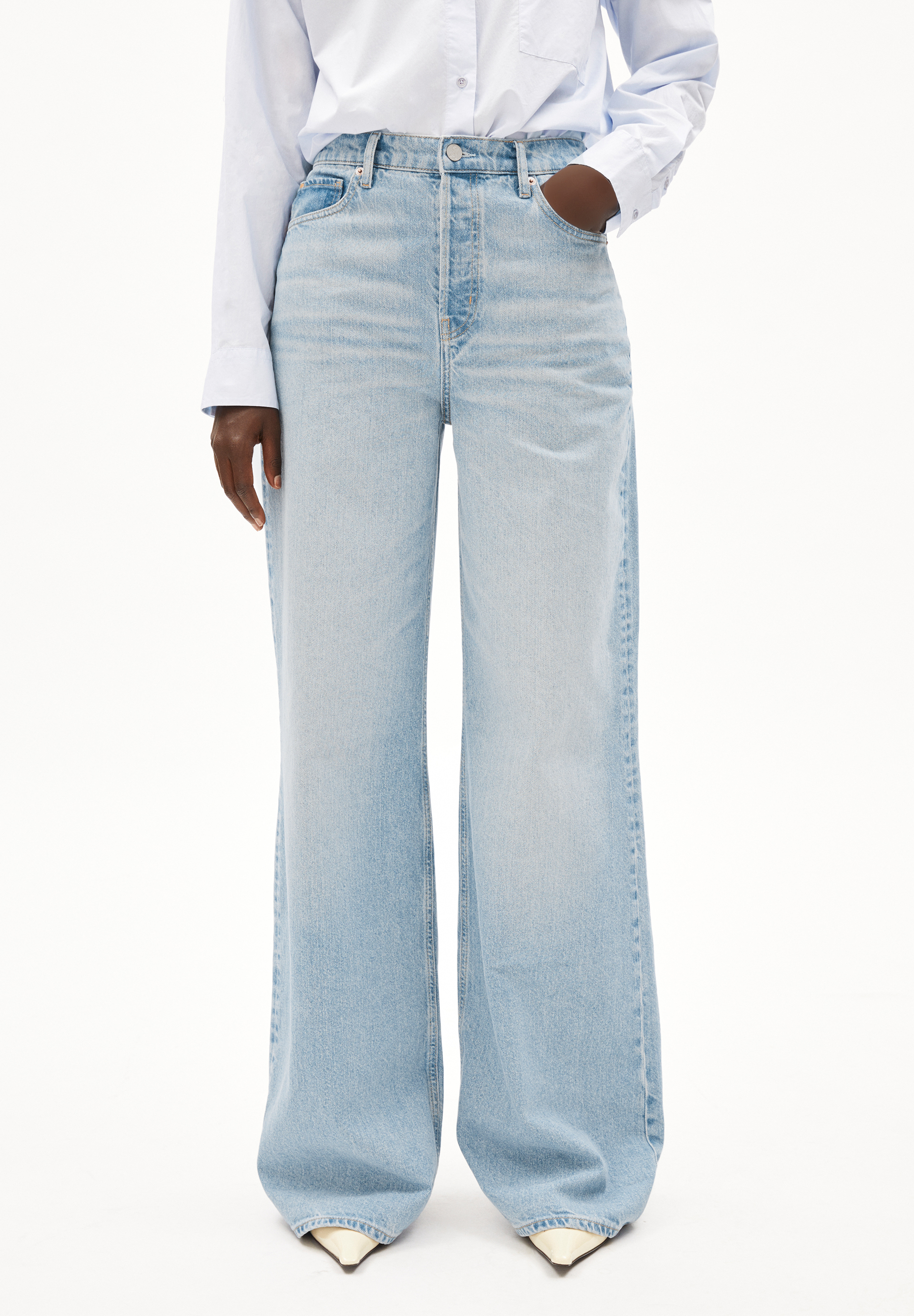 BLINAA Jeans Wide Leg High Waist recycelte Baumwolle Non-Stretch