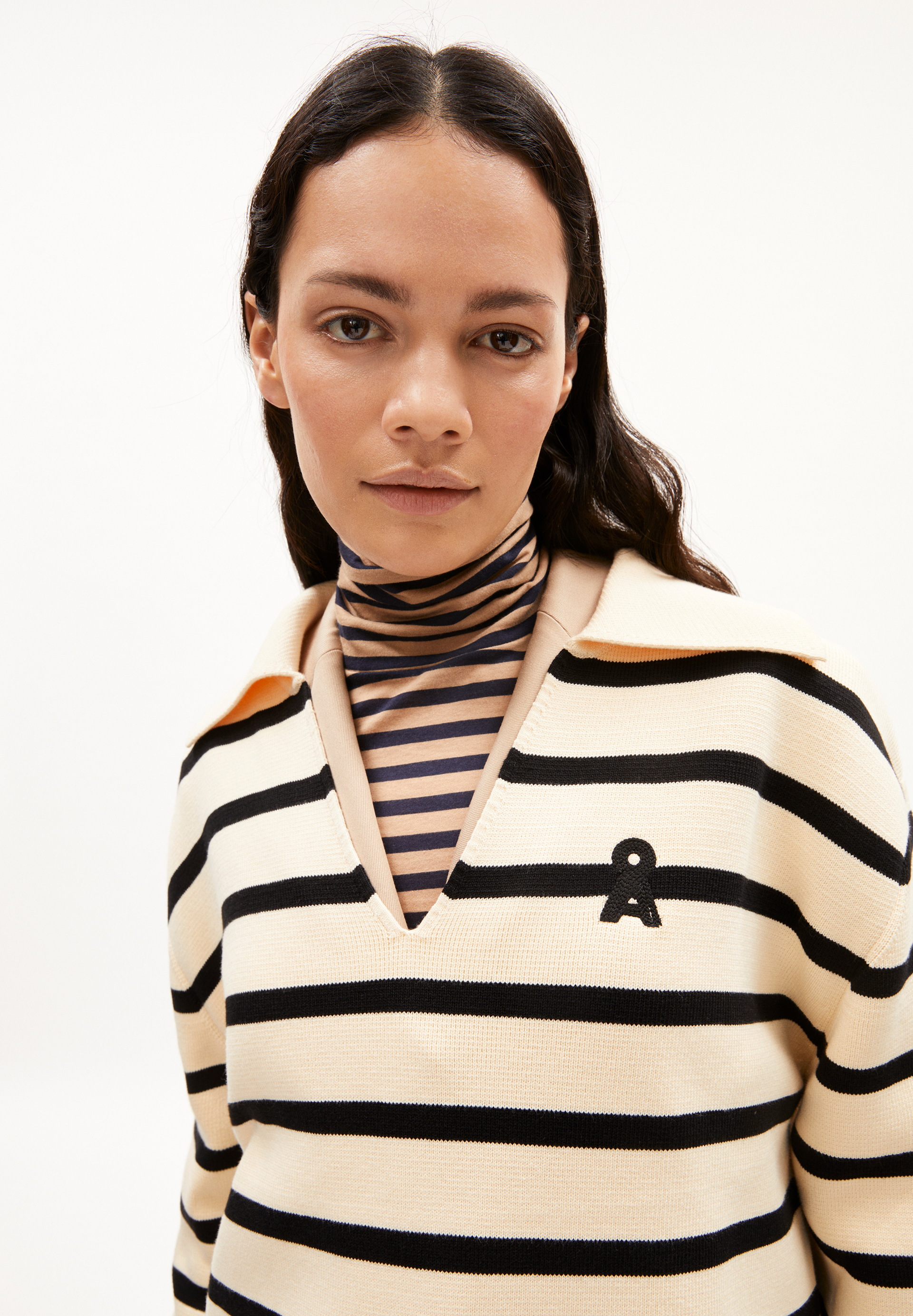 FREJIAAS STRIPES Pull coupe oversize en coton bio