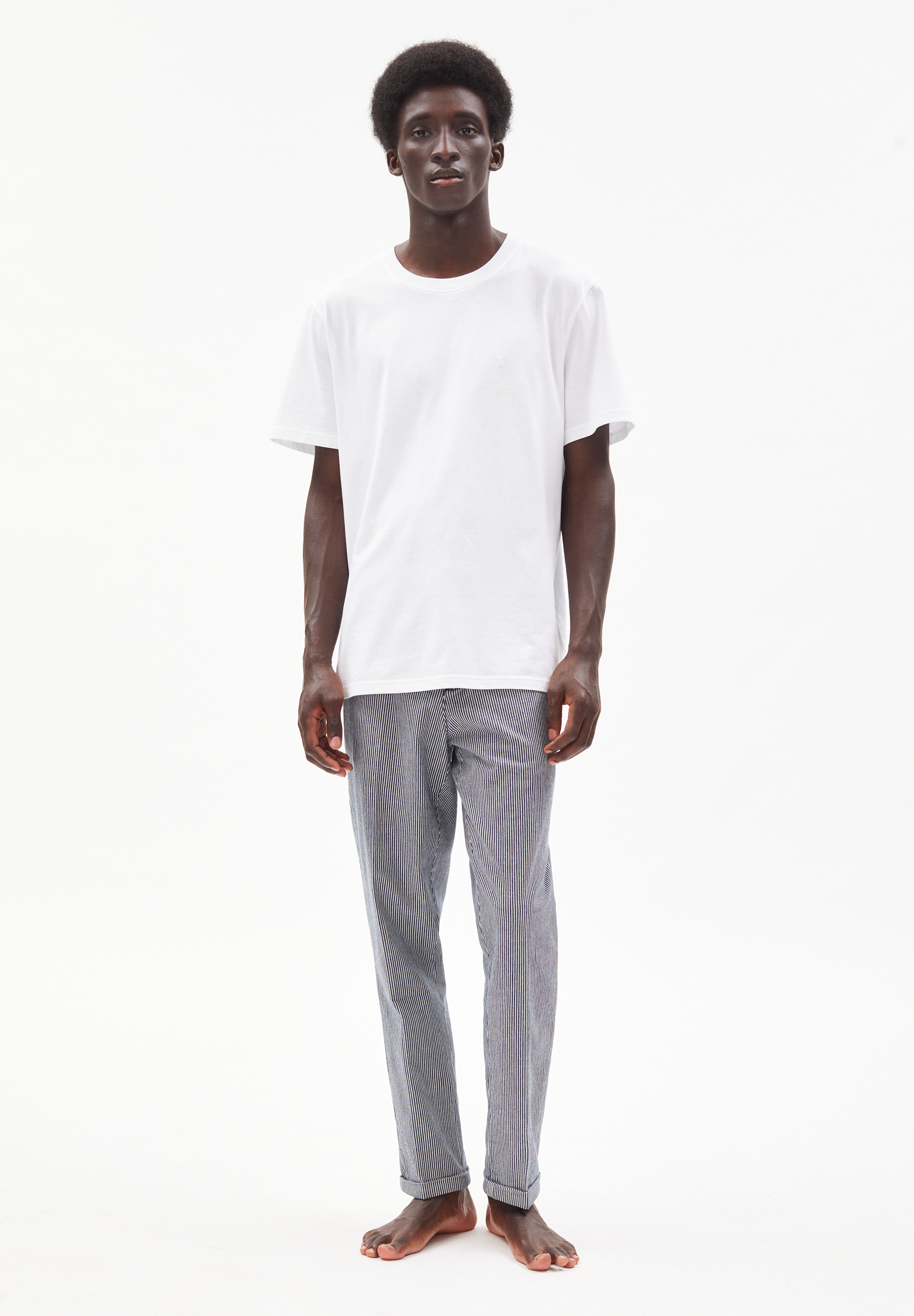 TAAVIN STRIPED Denim coupe tapered en mélange de coton bio