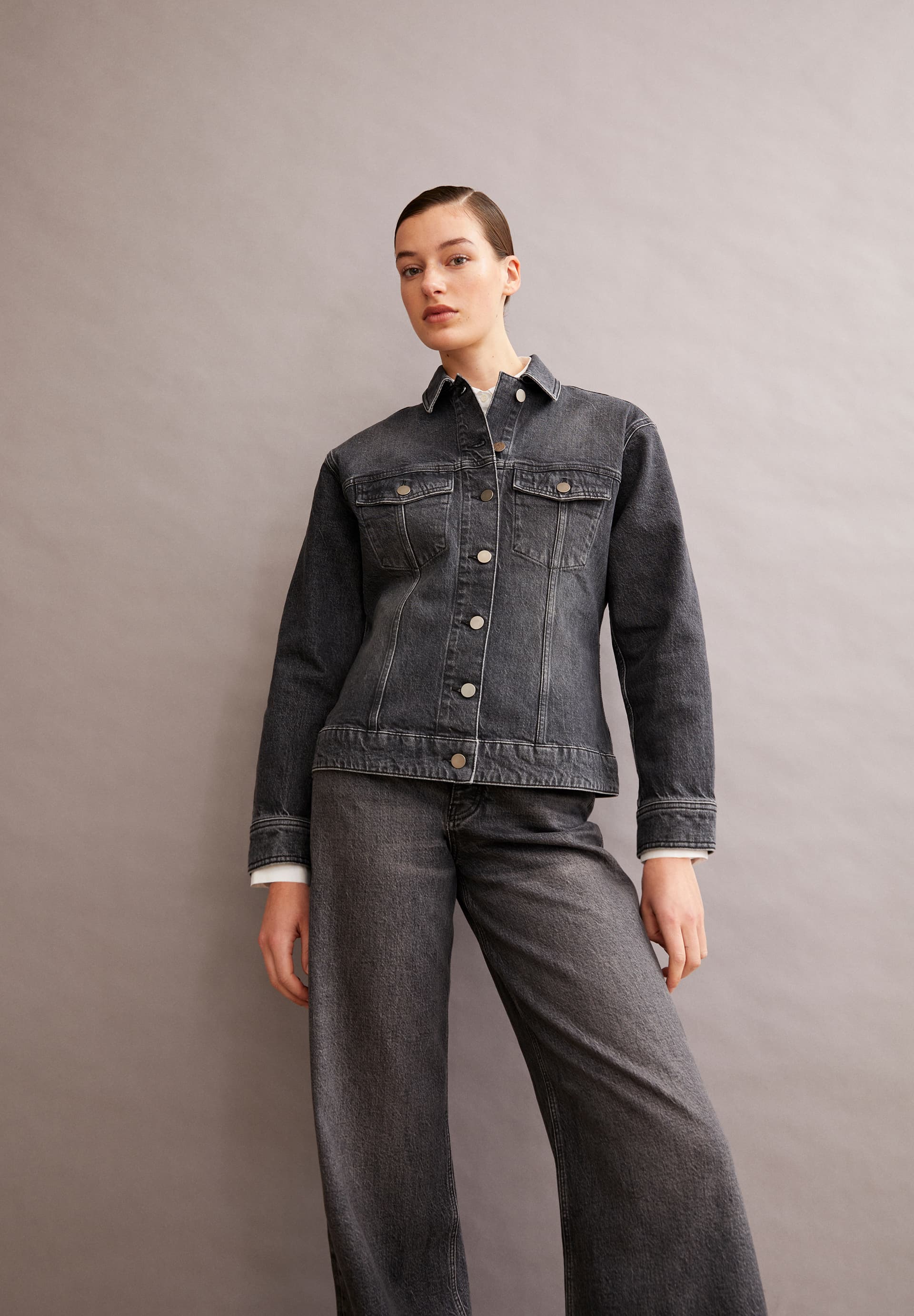 DENSIAA Veste en jean coupe oversize en coton bio mélangé