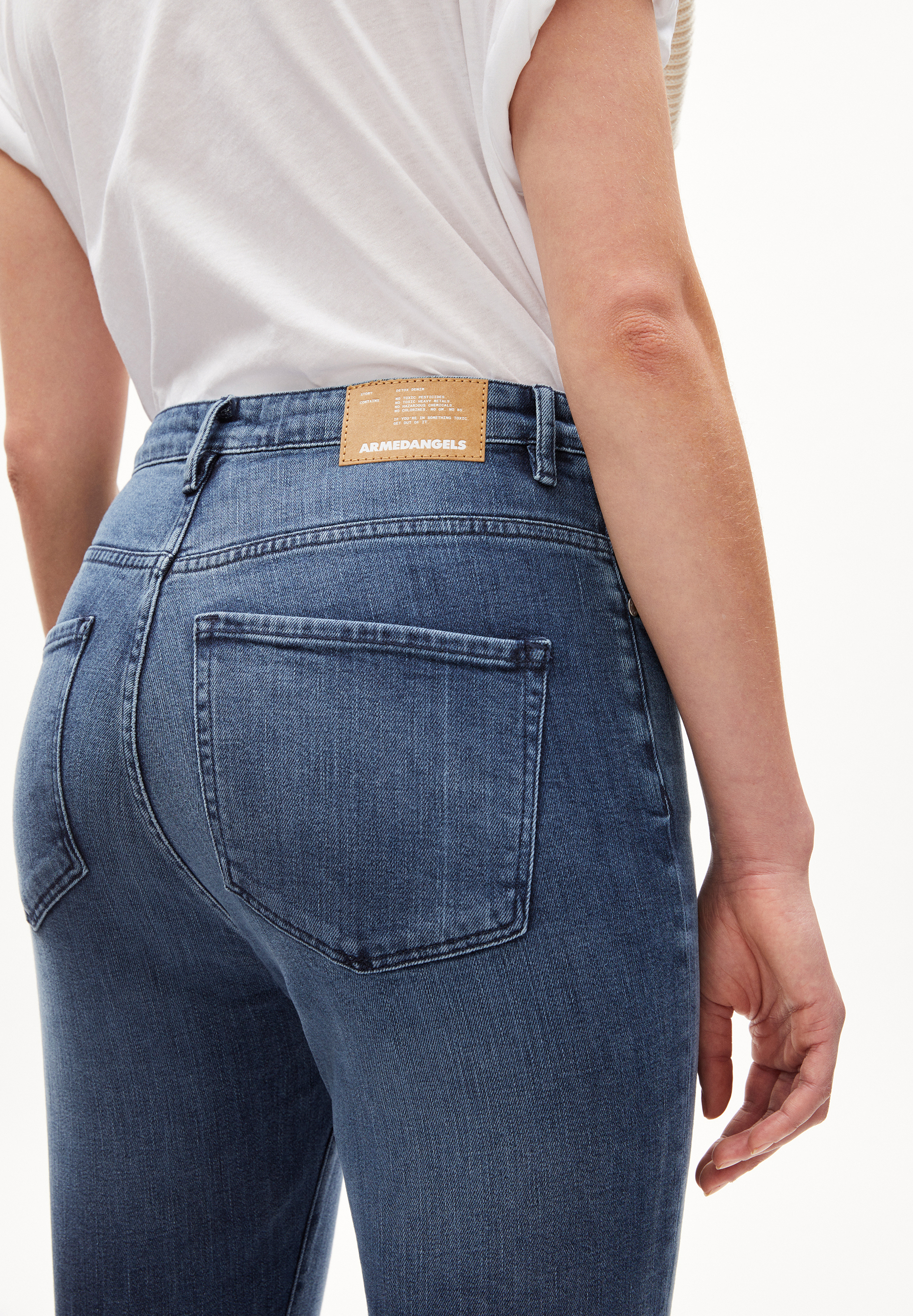 INGAA Jean jambe skinny taille haute en coton bio mélangé x-stretch