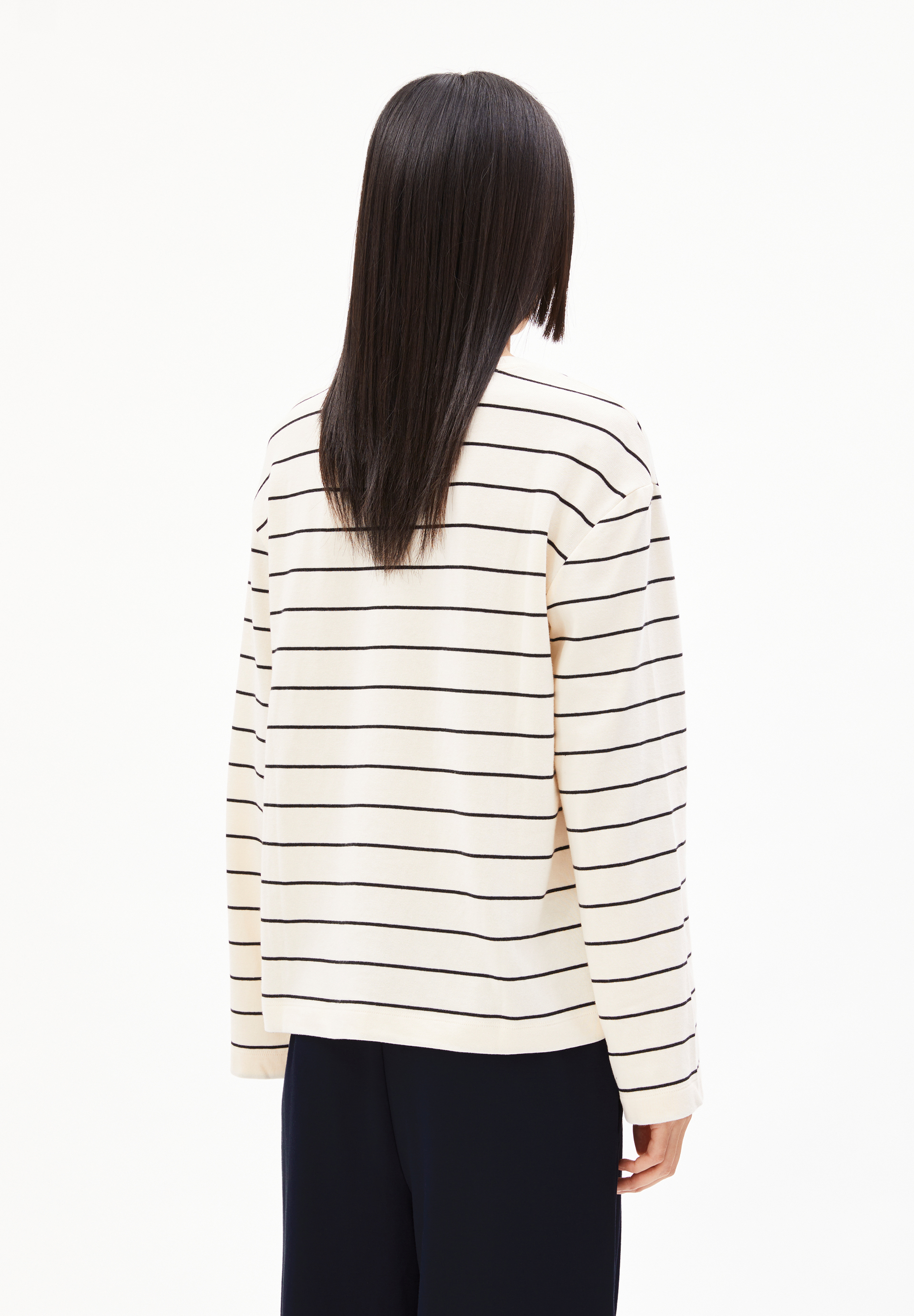 MARYNAA FINE STRIPE Longsleeve Loose Fit  aus Bio-Baumwoll Mix