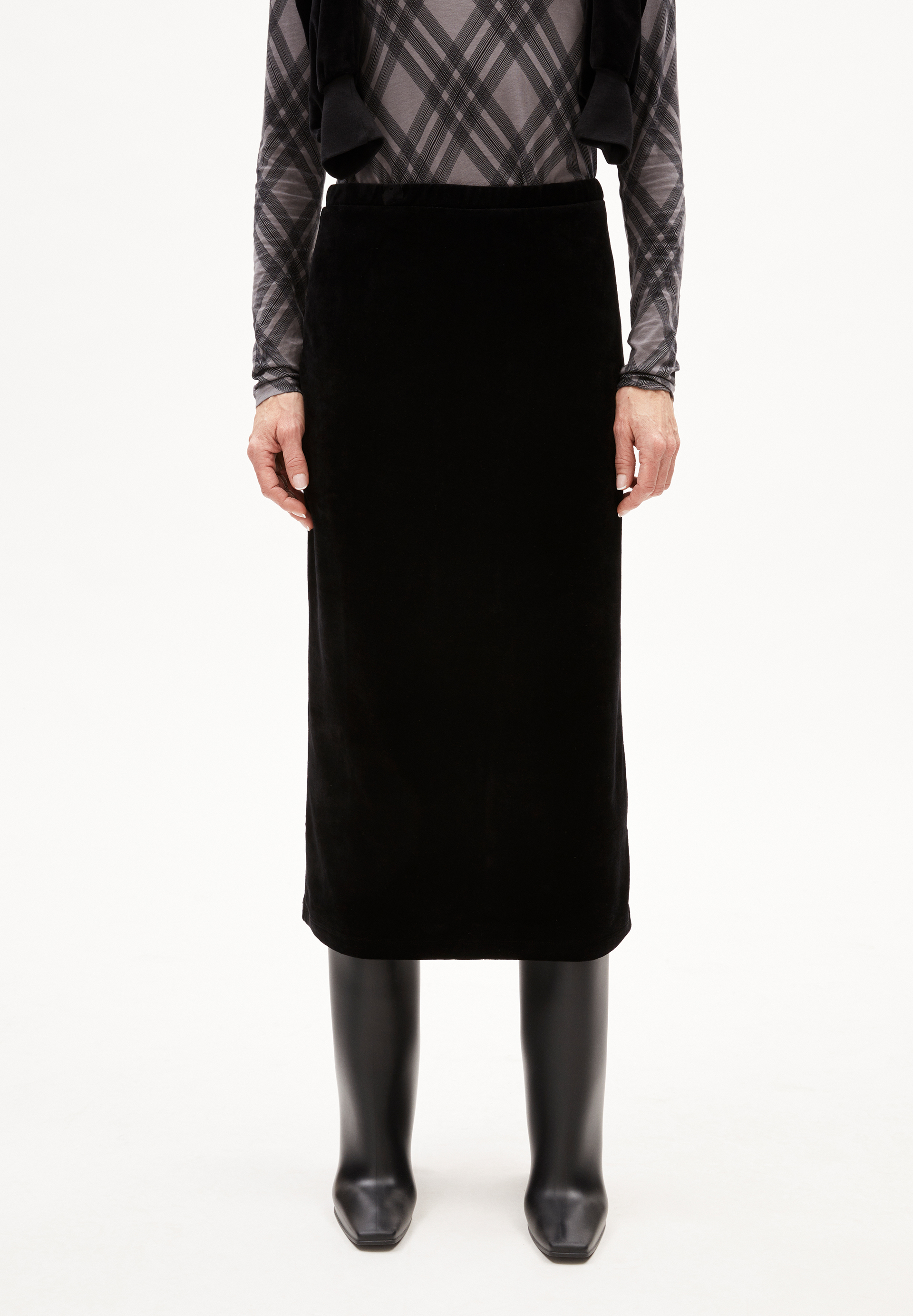 EMOLGAA Jersey Skirt Slim Fit made of velvet