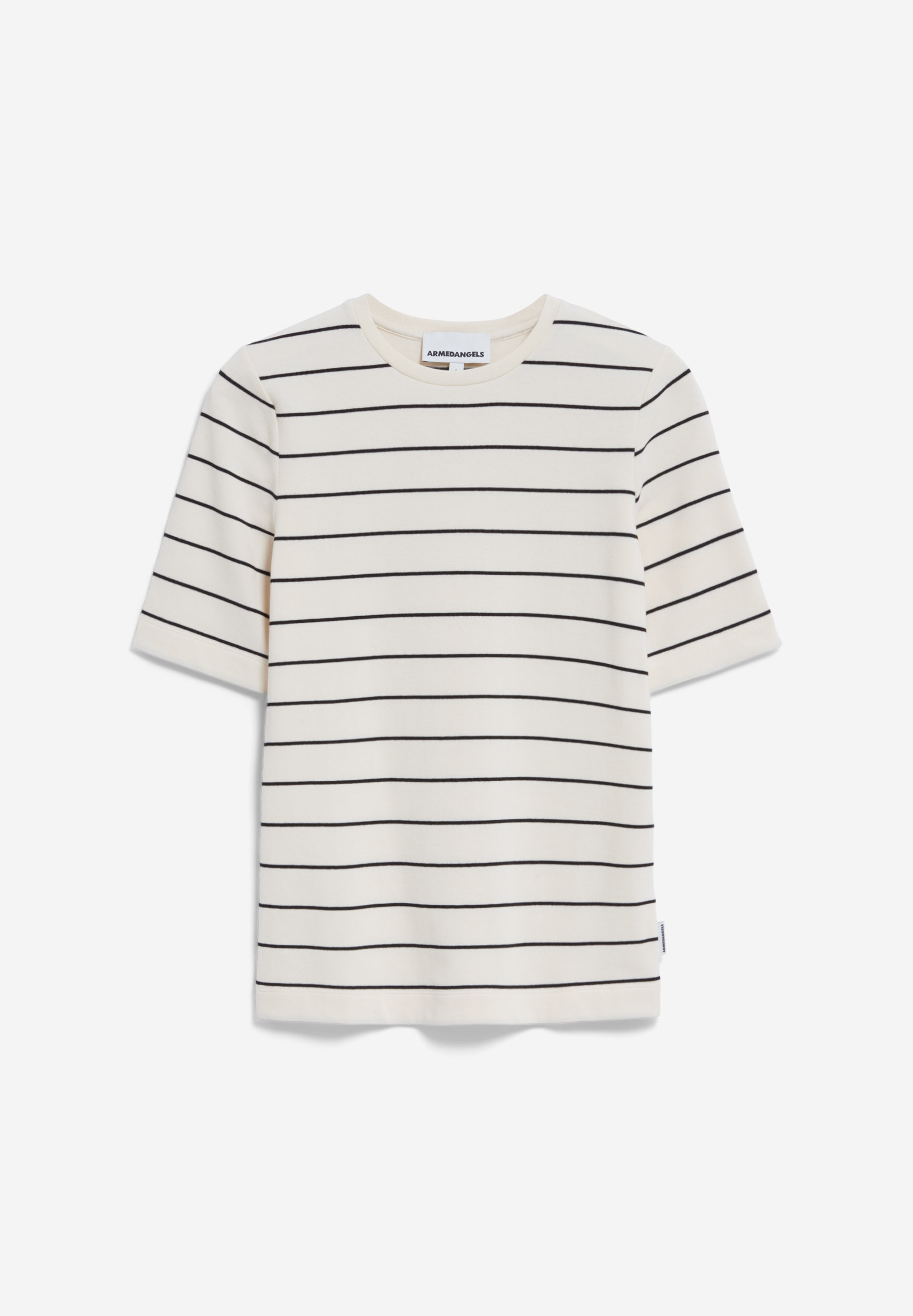 JAANISARA FINE STRIPE T-shirt met slim fit van biologische katoenmix