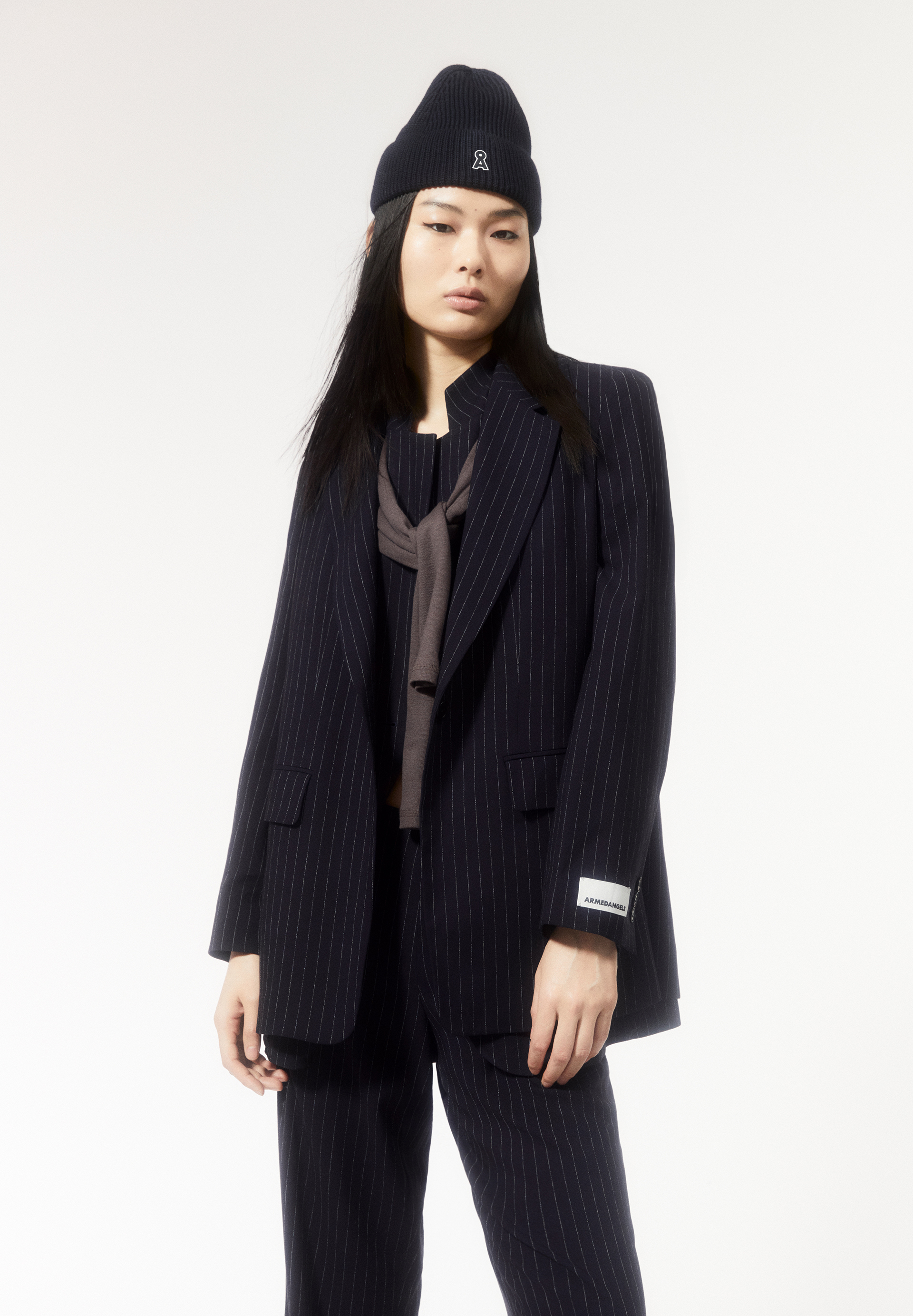 MIKAALA PINSTRIPE Blazer met relaxed fit van LENZING™ ECOVERO™-viscosemix