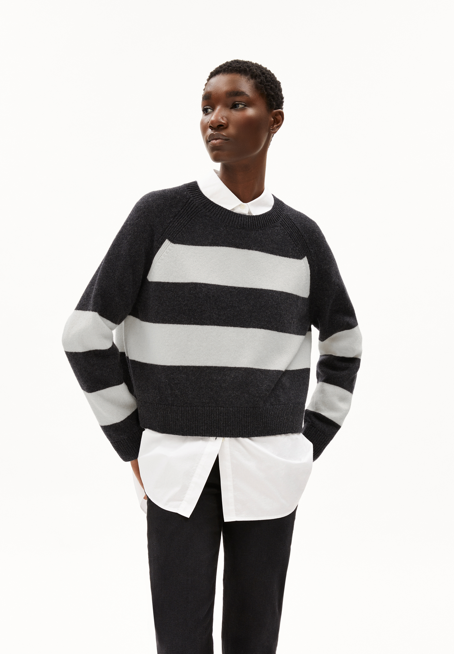 DILIRIAA STRIPES Sweater Loose Fit made of Organic Wool Mix