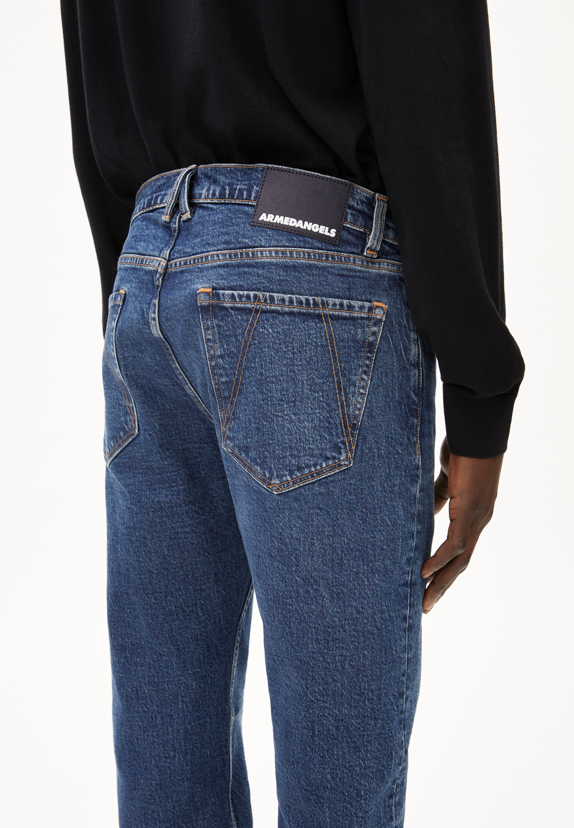 DYLAANO Jean jambe droite taille mi-haute en coton bio mélangé stretch confortable