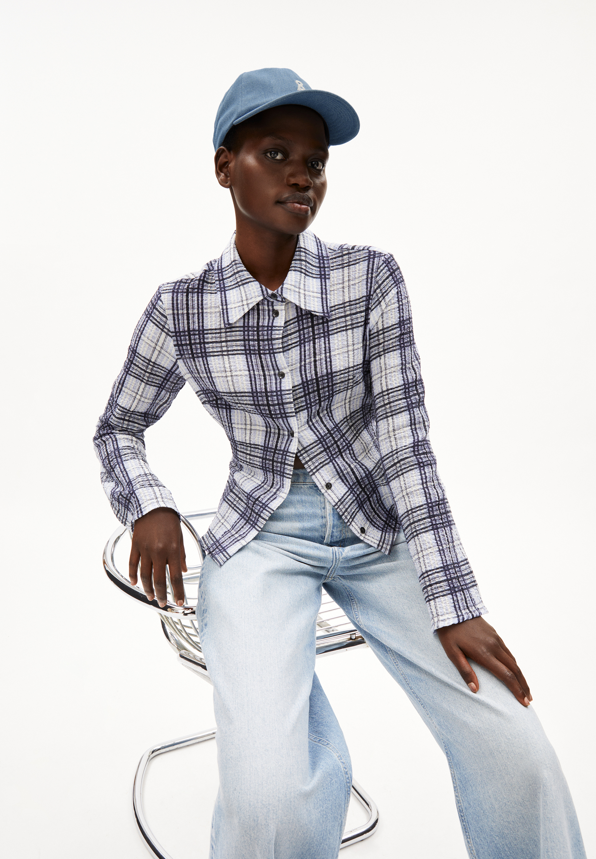 FJAANIA CHECK Blouse made of Organic Cotton Mix