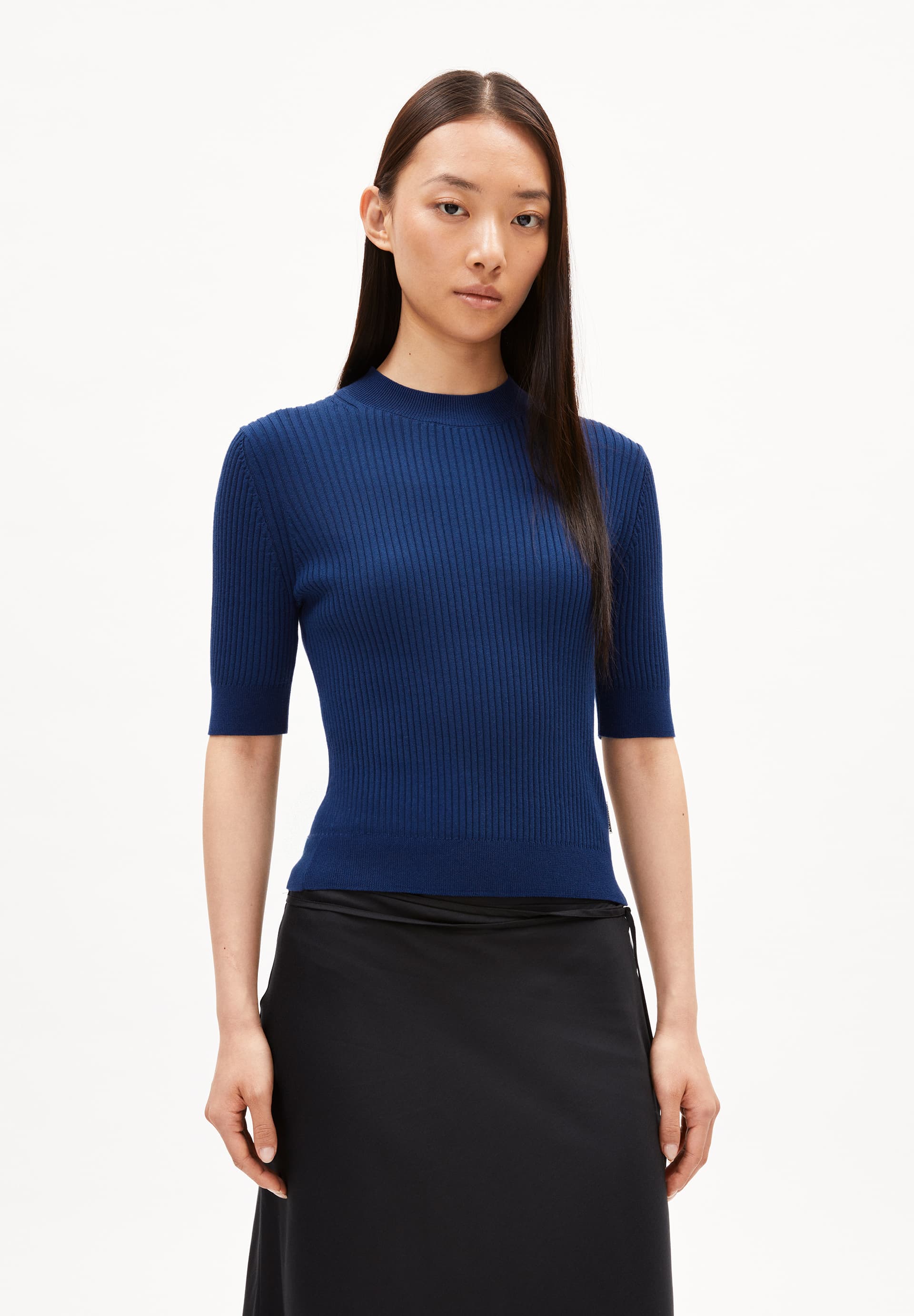 SILJIAA - Frauen Fitted Stricktop - blau