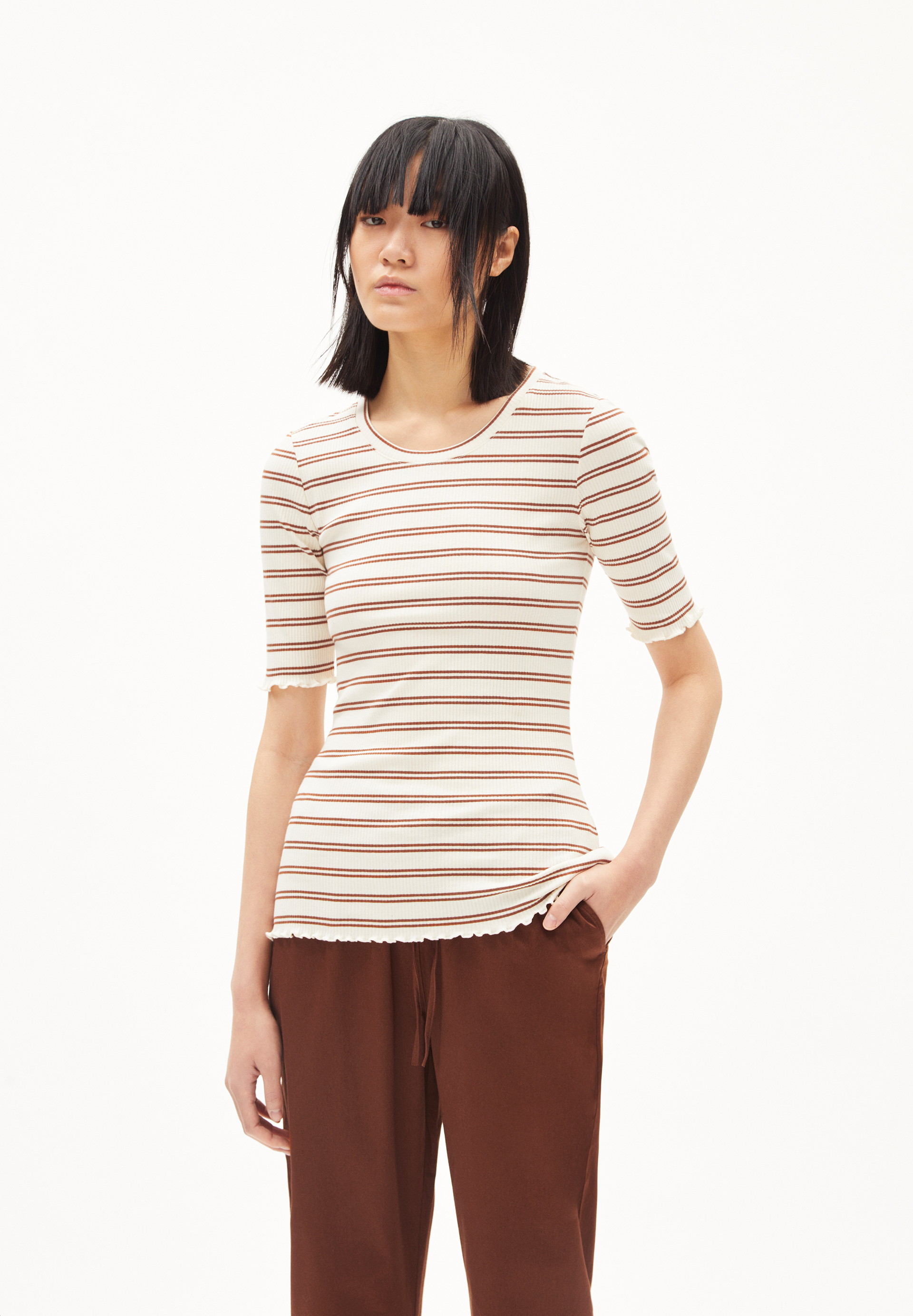 FRAYAA DOUBLE STRIPES - Frauen Fitted T-Shirt - mehrfarbig