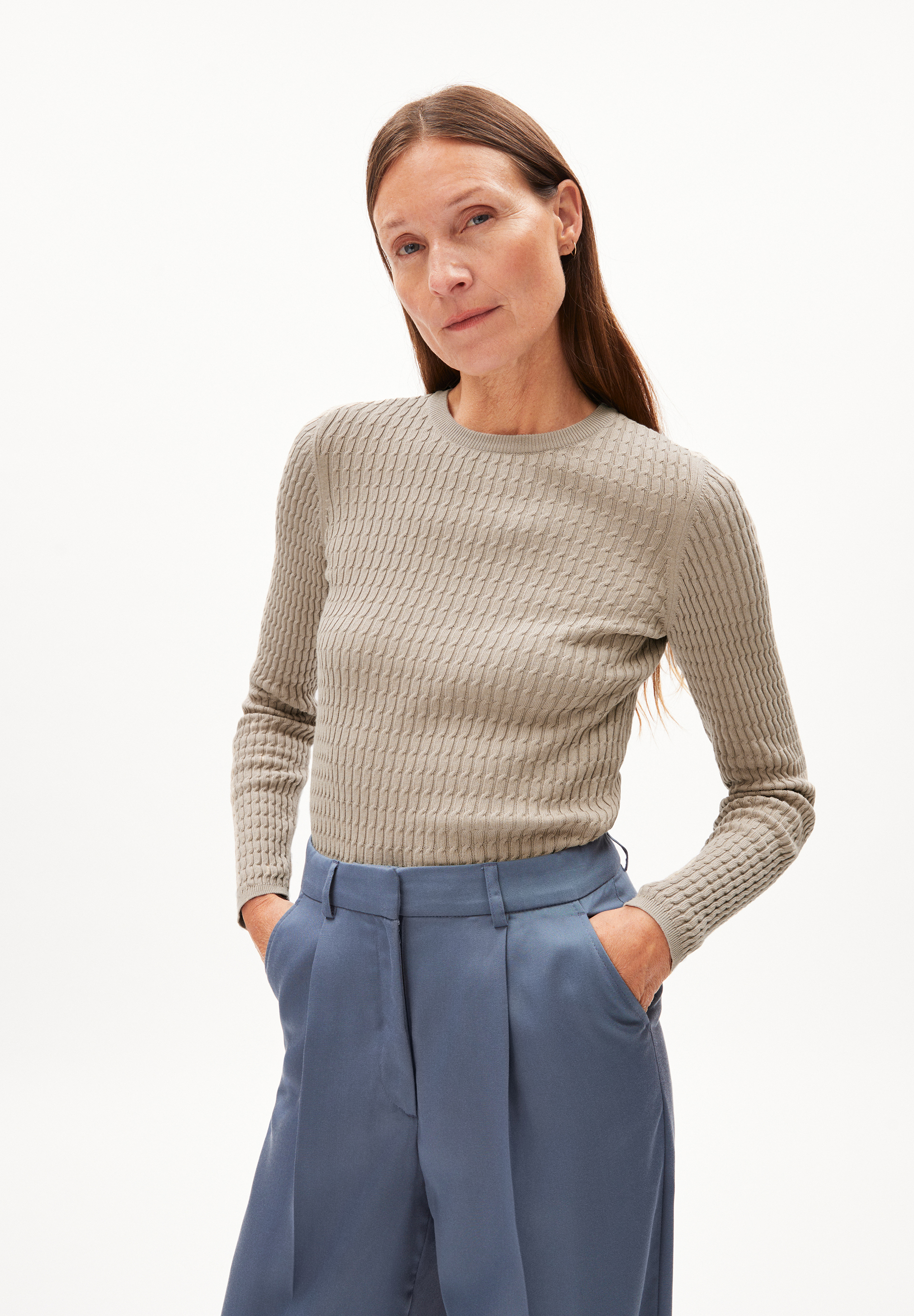 LELIAAS - Frauen Fitted Strickpullover - beige