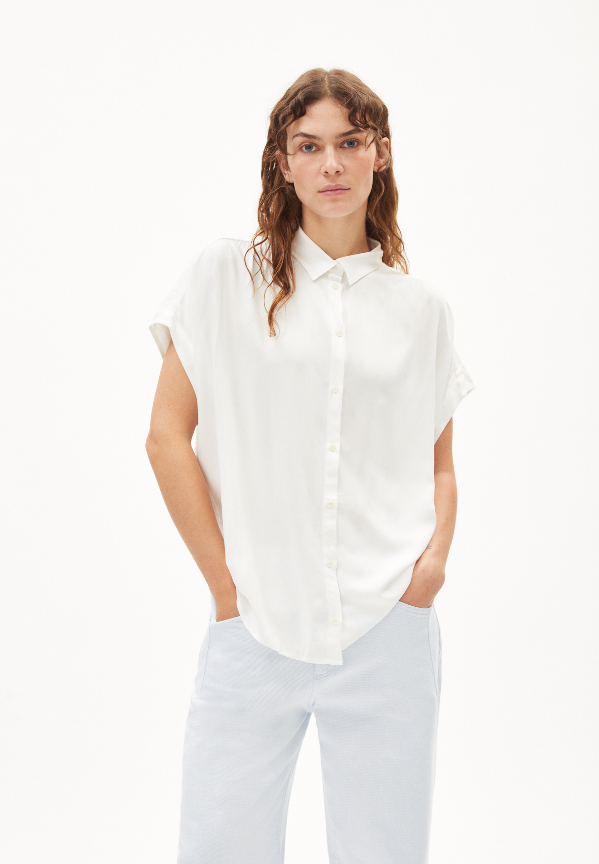 ZONYAA - Frauen Relaxed Fit Bluse - weiss