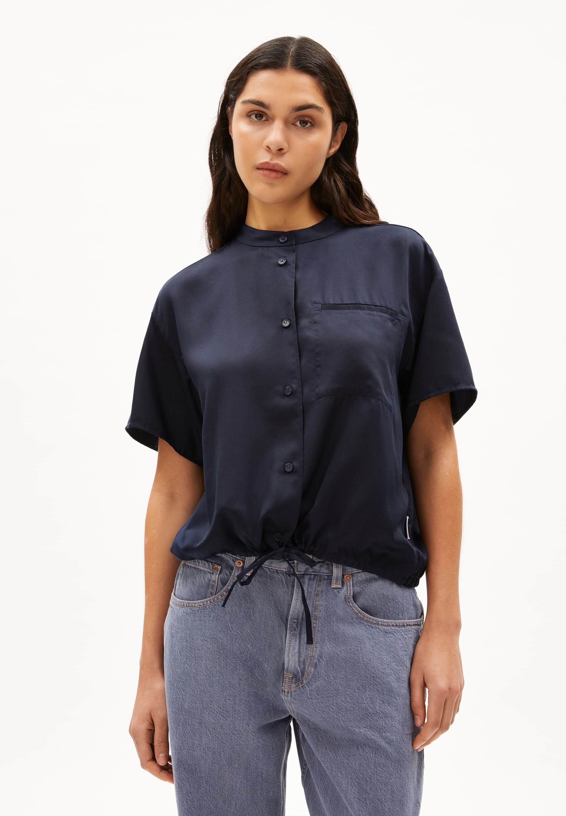 BARAAHE - Frauen Oversized Fit Bluse - blau