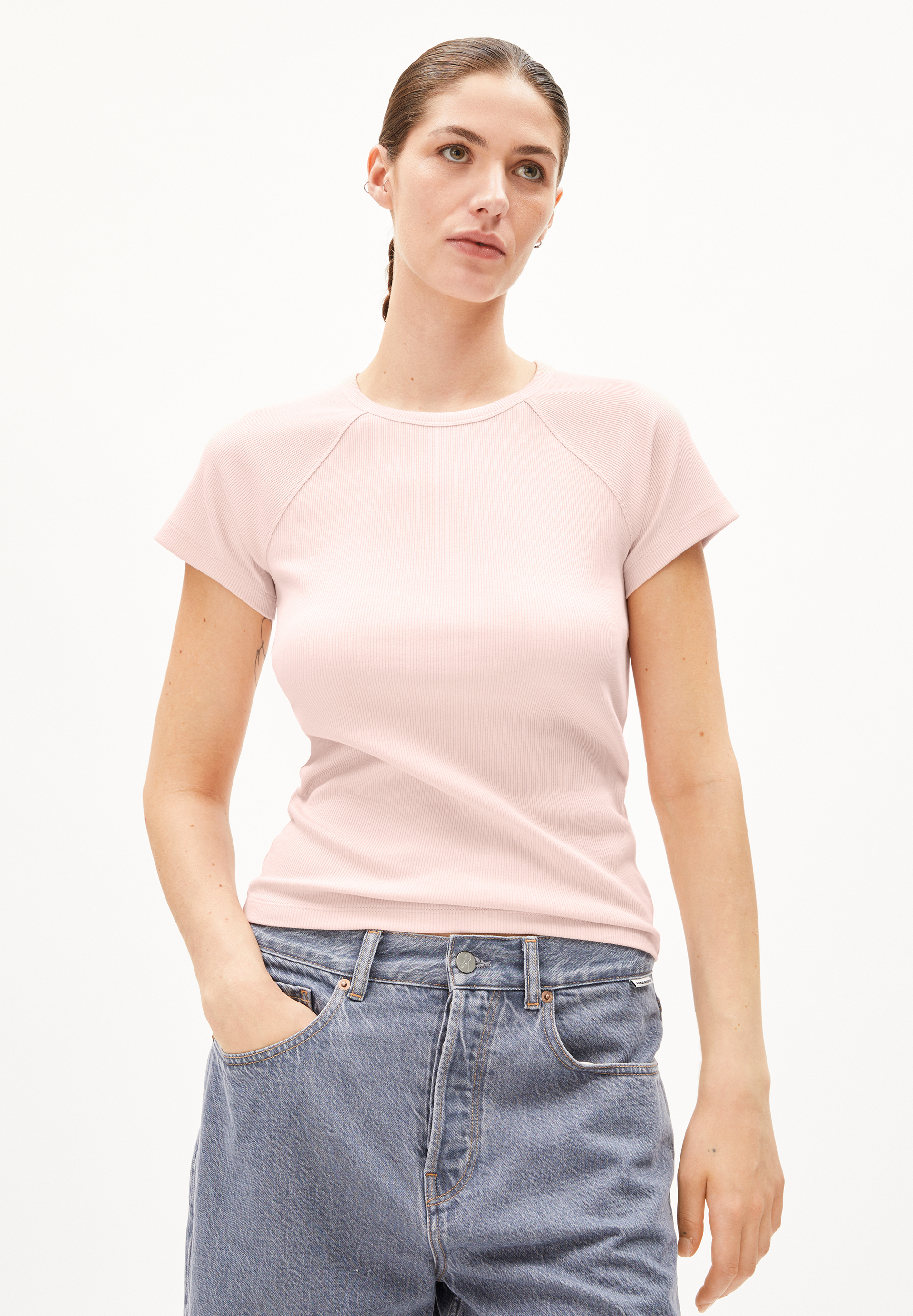 HANJAA - Frauen Fitted T-Shirt - rose