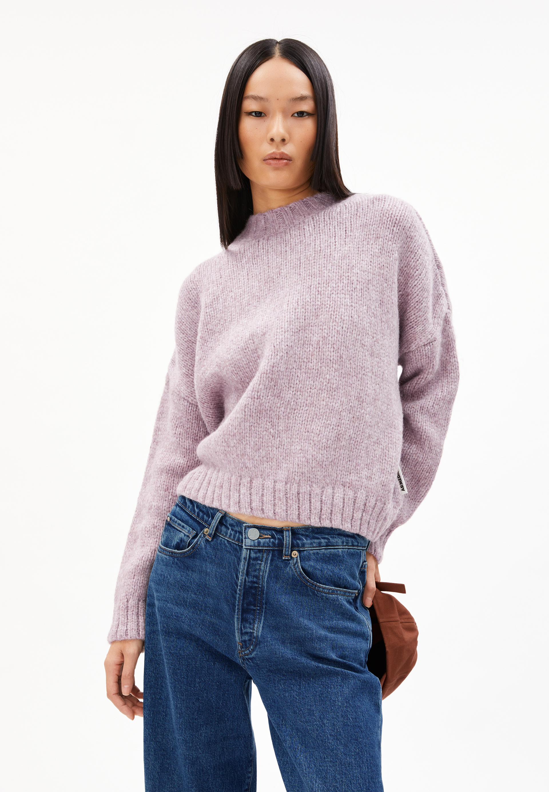 INARAA PUIJPU - Frauen Oversized Fit Strickpullover - rose