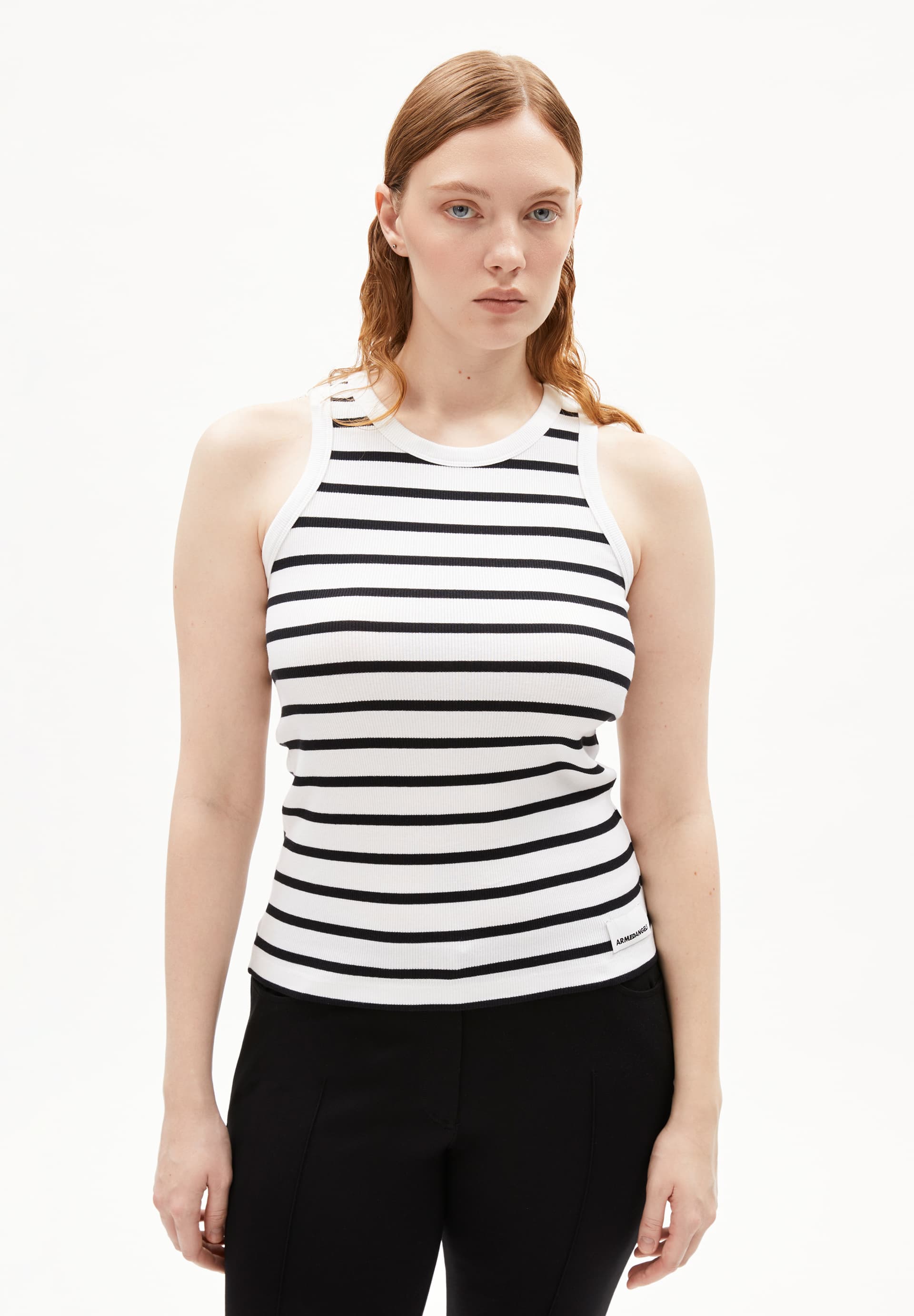 KANITAA STRIPES - Frauen Fitted Top - schwarz