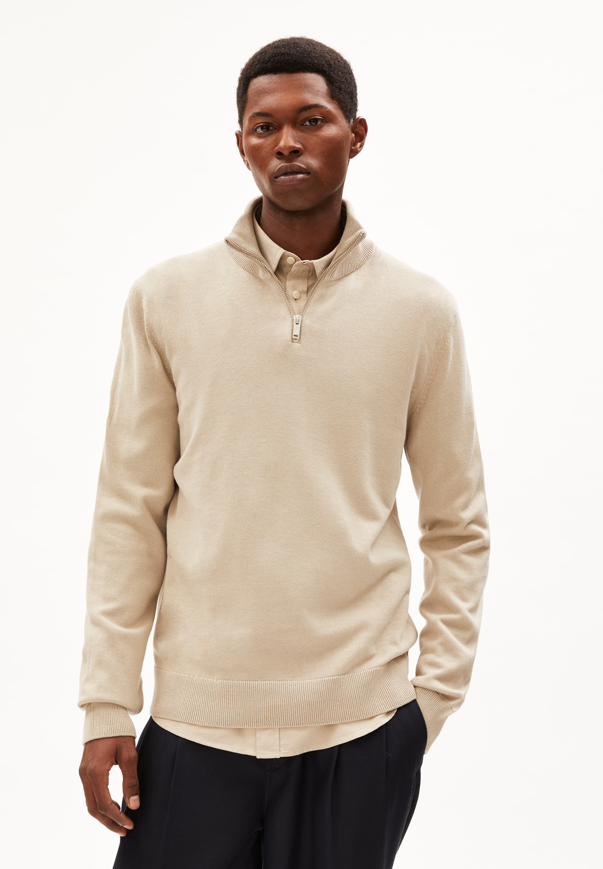 FAABES - Männer Regular Fit Strickpullover - beige