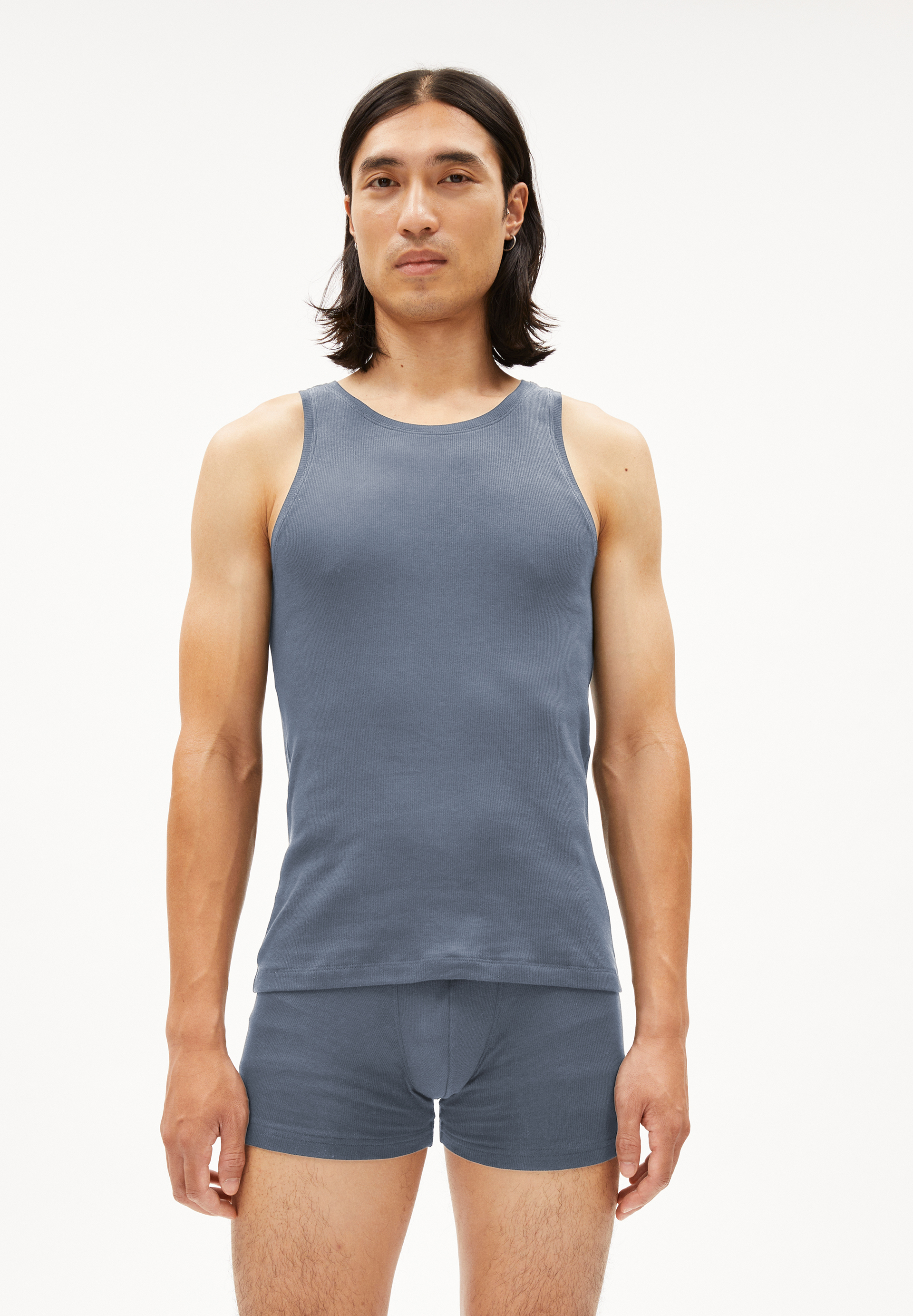 JAANNO RIB - Männer Fitted Top - blau