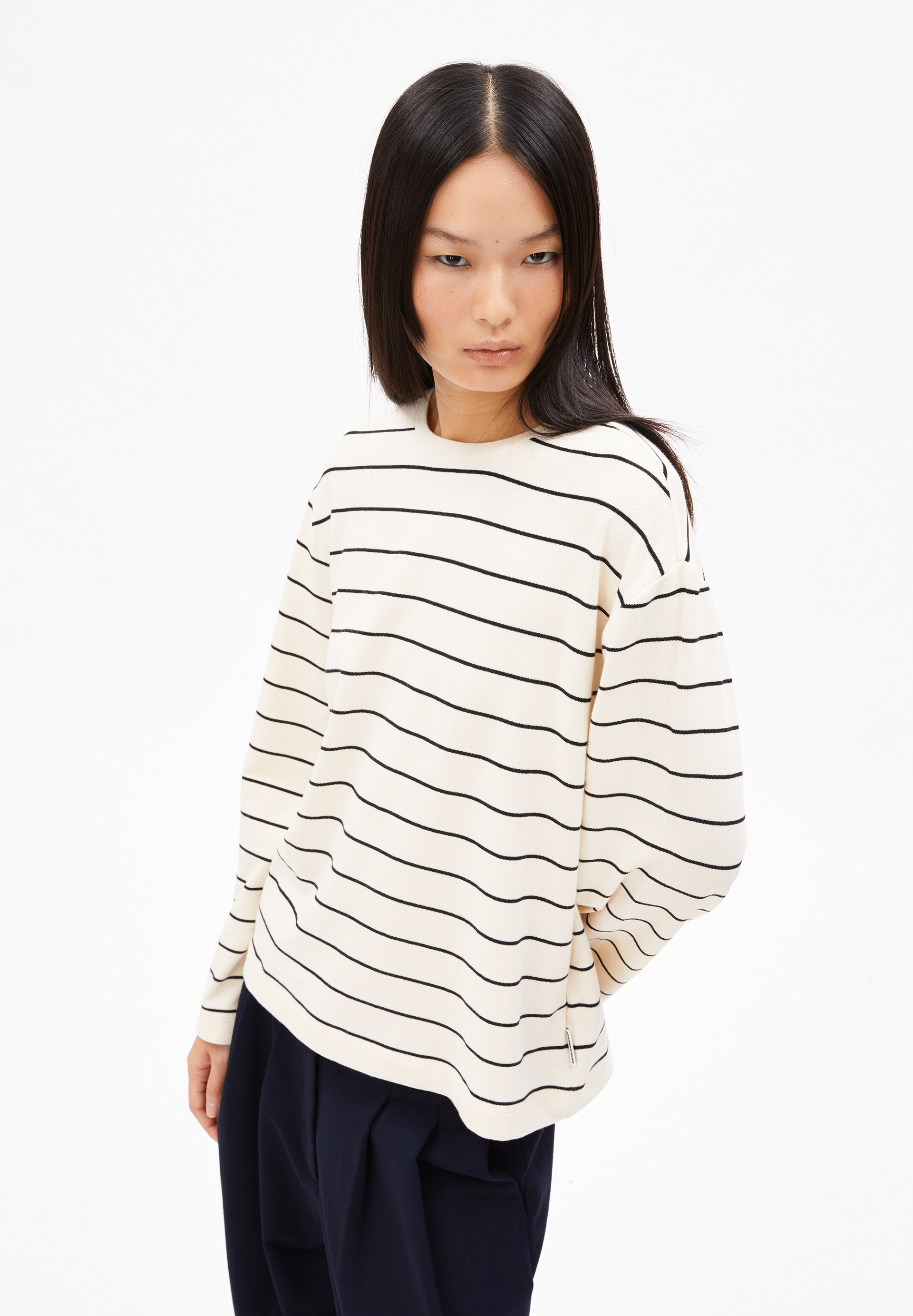 MARYNAA FINE STRIPE - Frauen Loose Fit Longsleeve - mehrfarbig