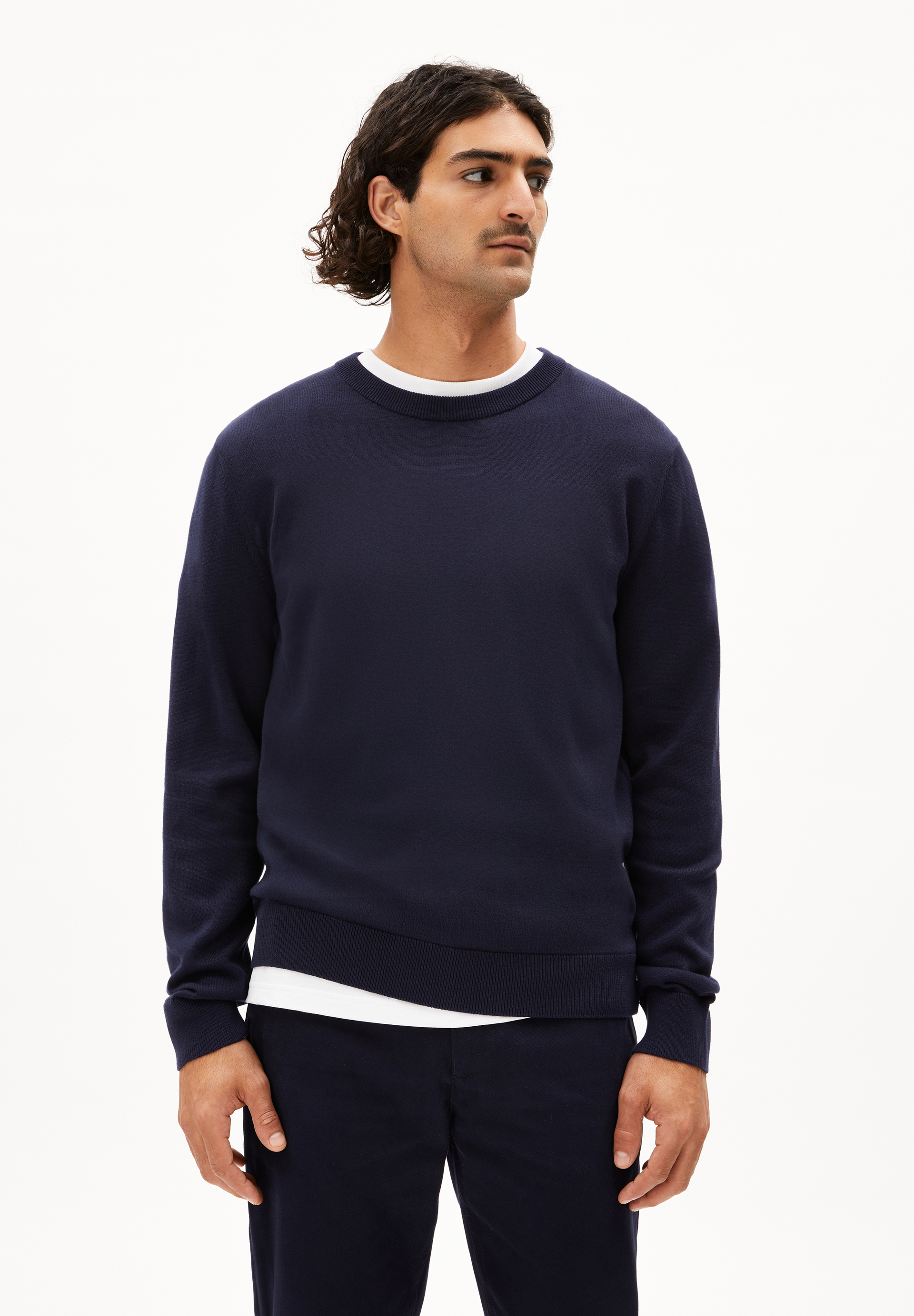 LOUKAA - Männer Regular Fit Strickpullover - blau