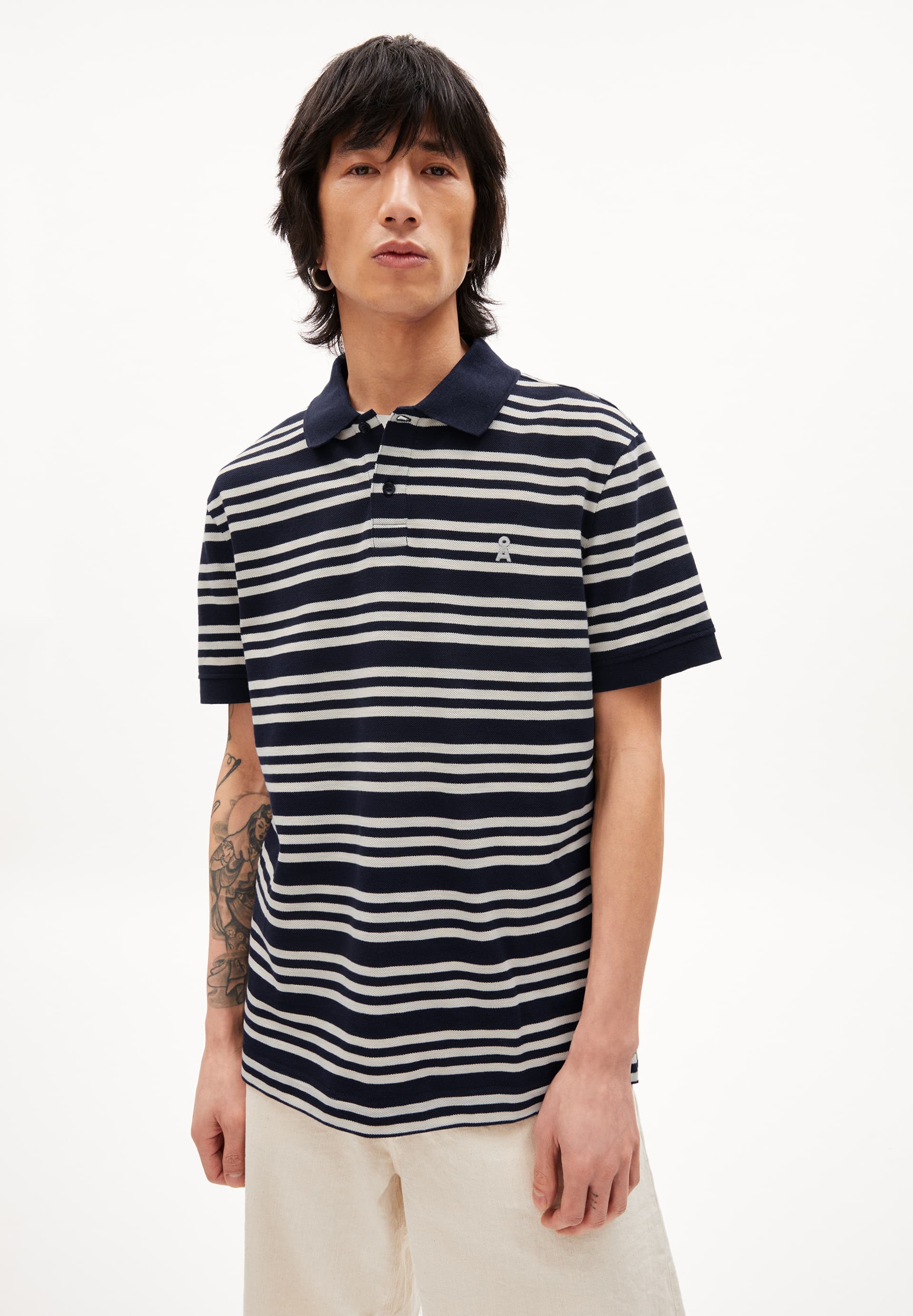 FIBRAA STRIPES - Männer Regular Fit Poloshirt - blau