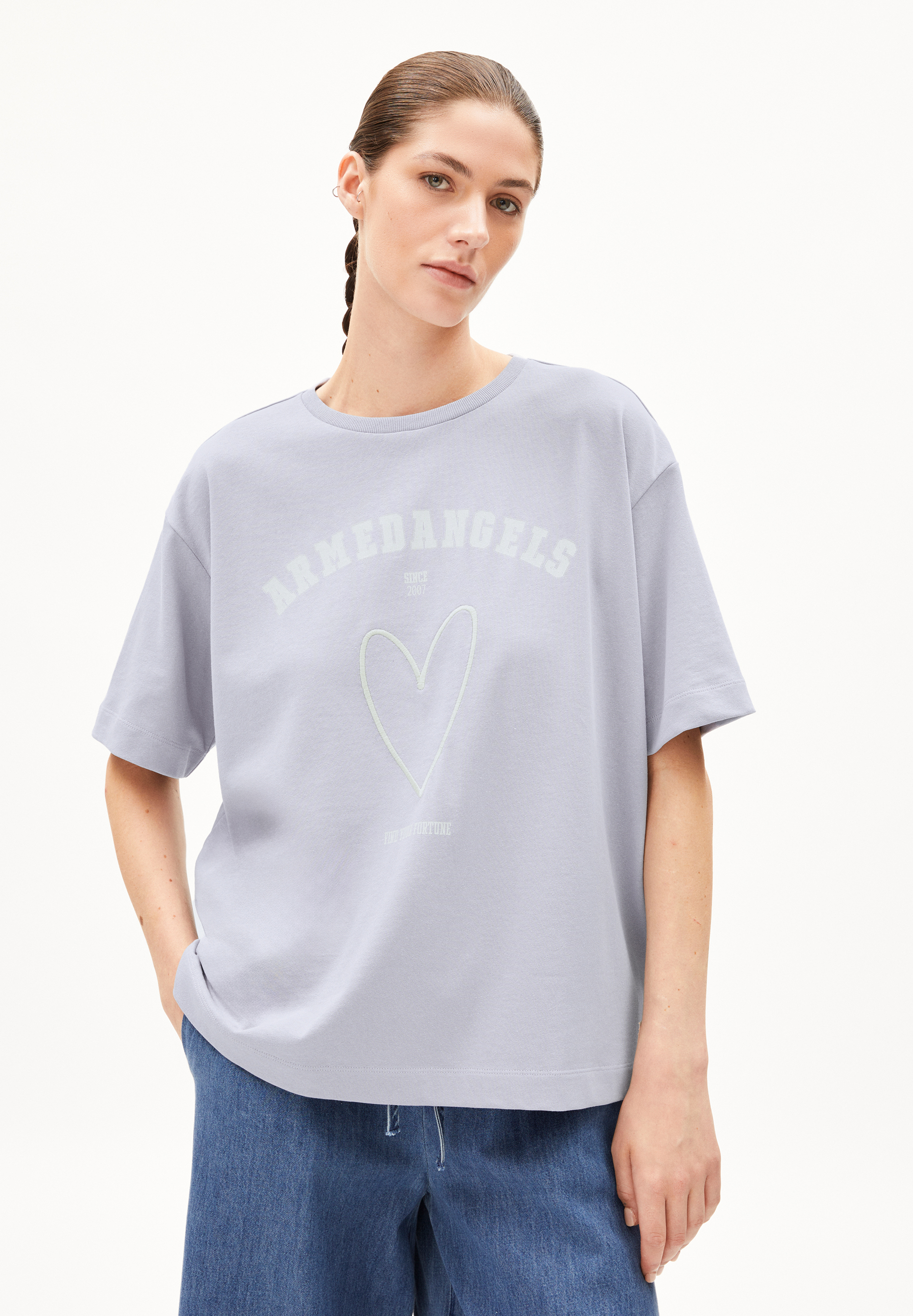 GIANNAA FORTUNE - Frauen Oversized Fit T-Shirt - grau