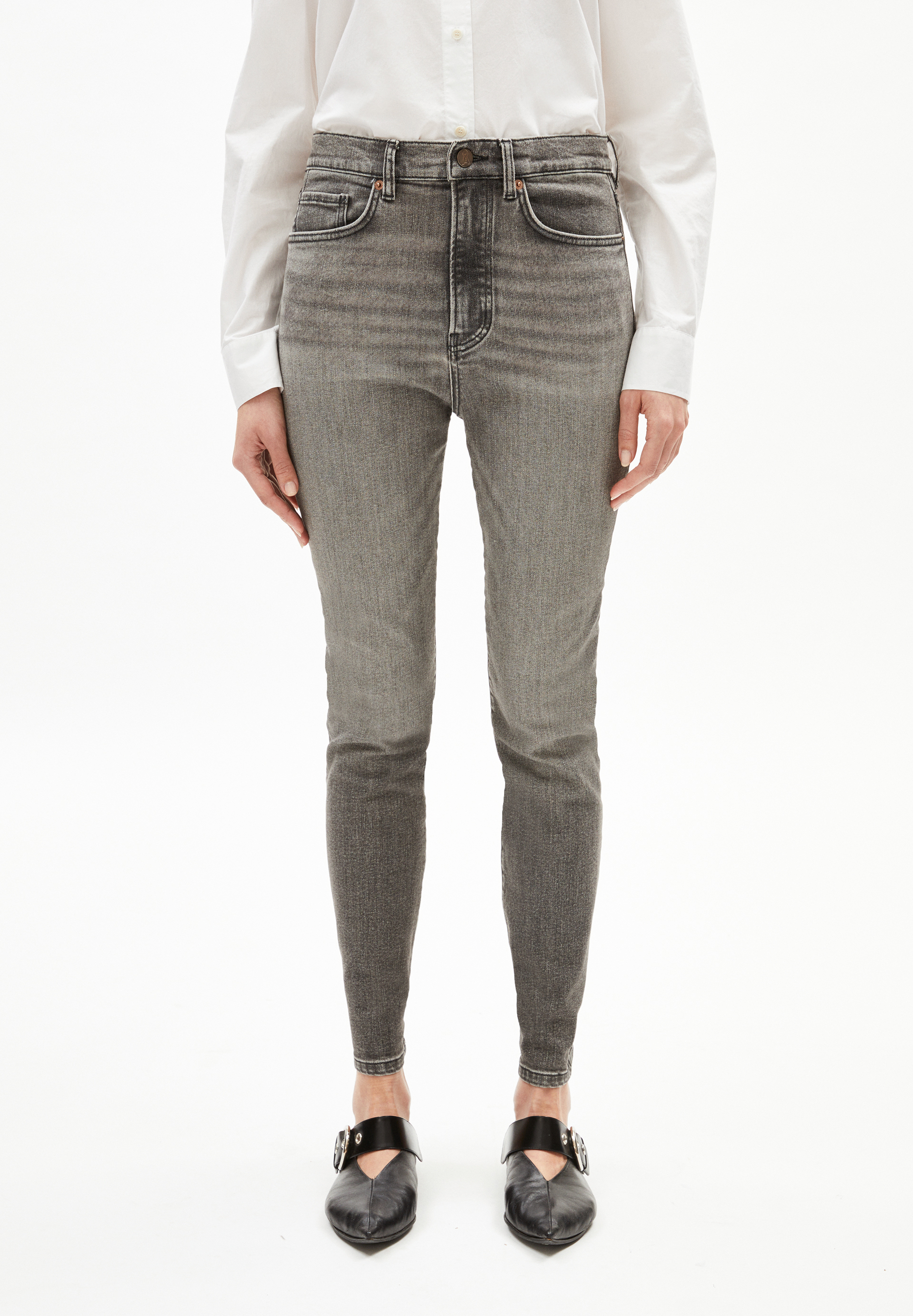 TILLAA - Frauen Skinny Fit Jeans - grau