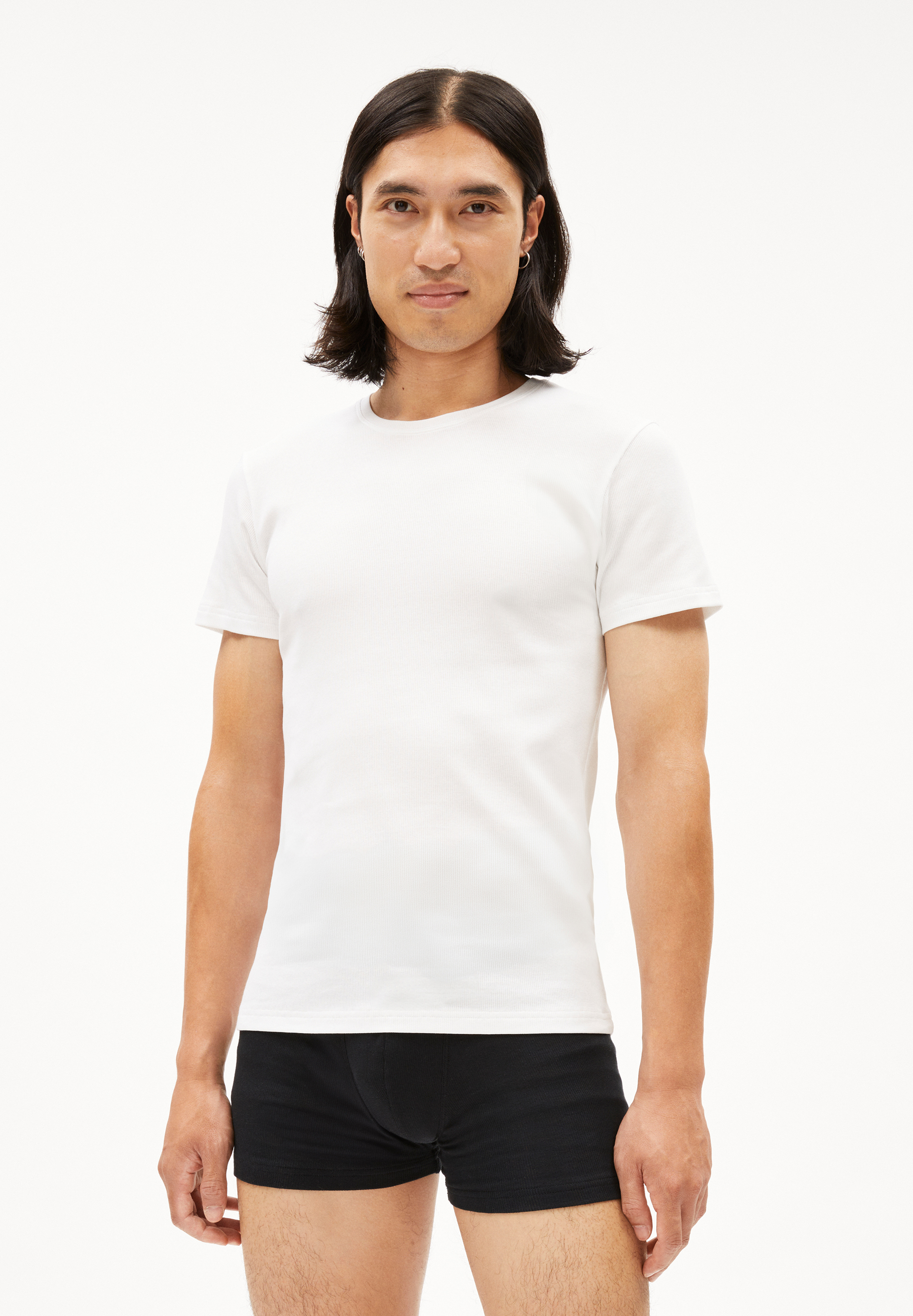 HELMAAR RIB - Männer Fitted T-Shirt - weiss