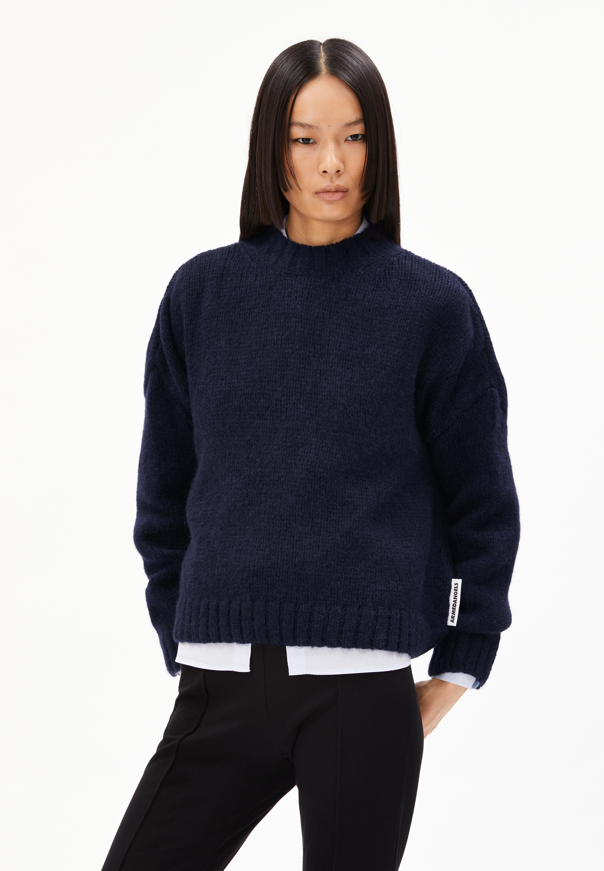 INARAA PUIJPU - Frauen Oversized Fit Strickpullover - blau