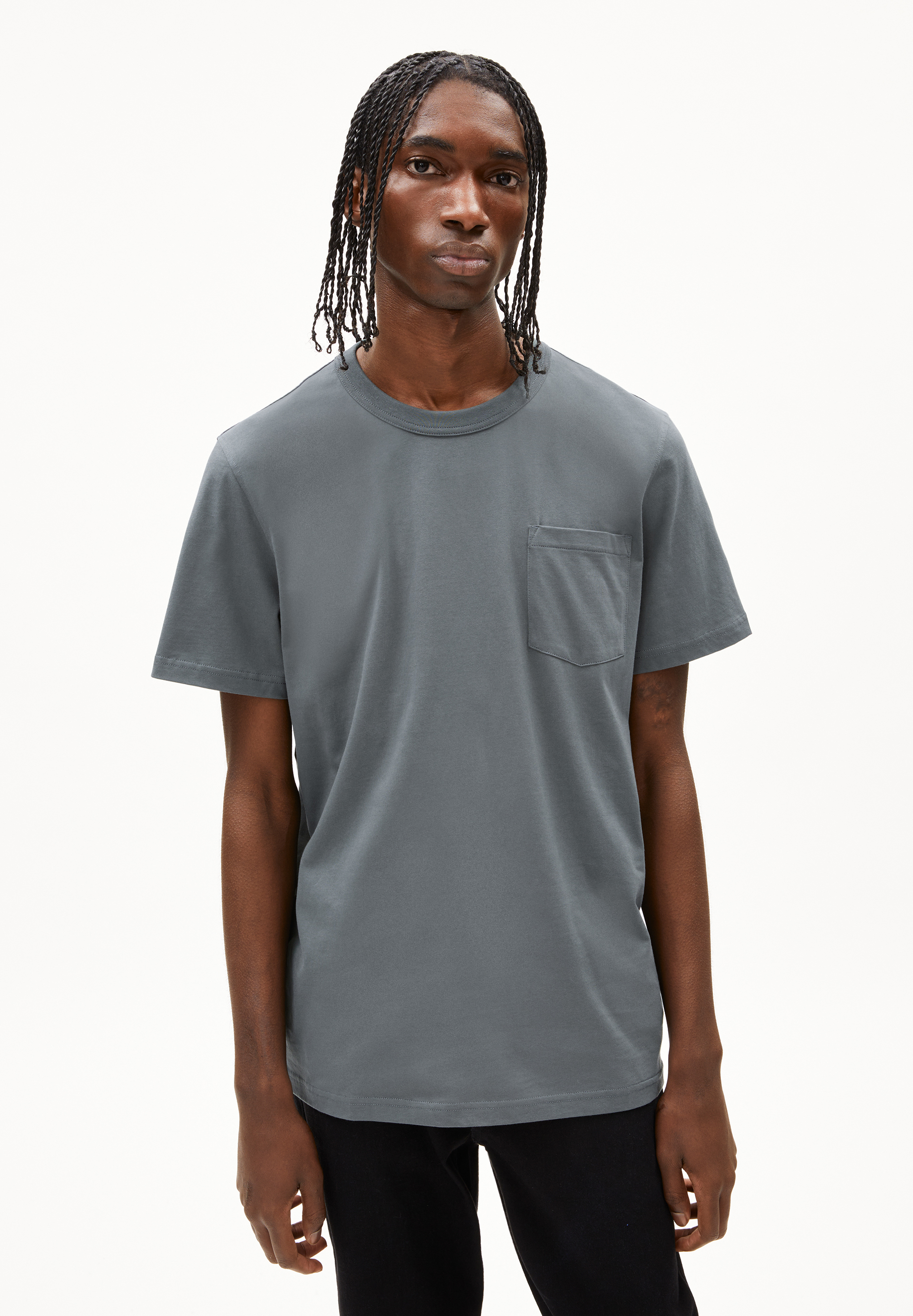 MAARKOS POCKET - Männer Relaxed Fit T-Shirt - grau