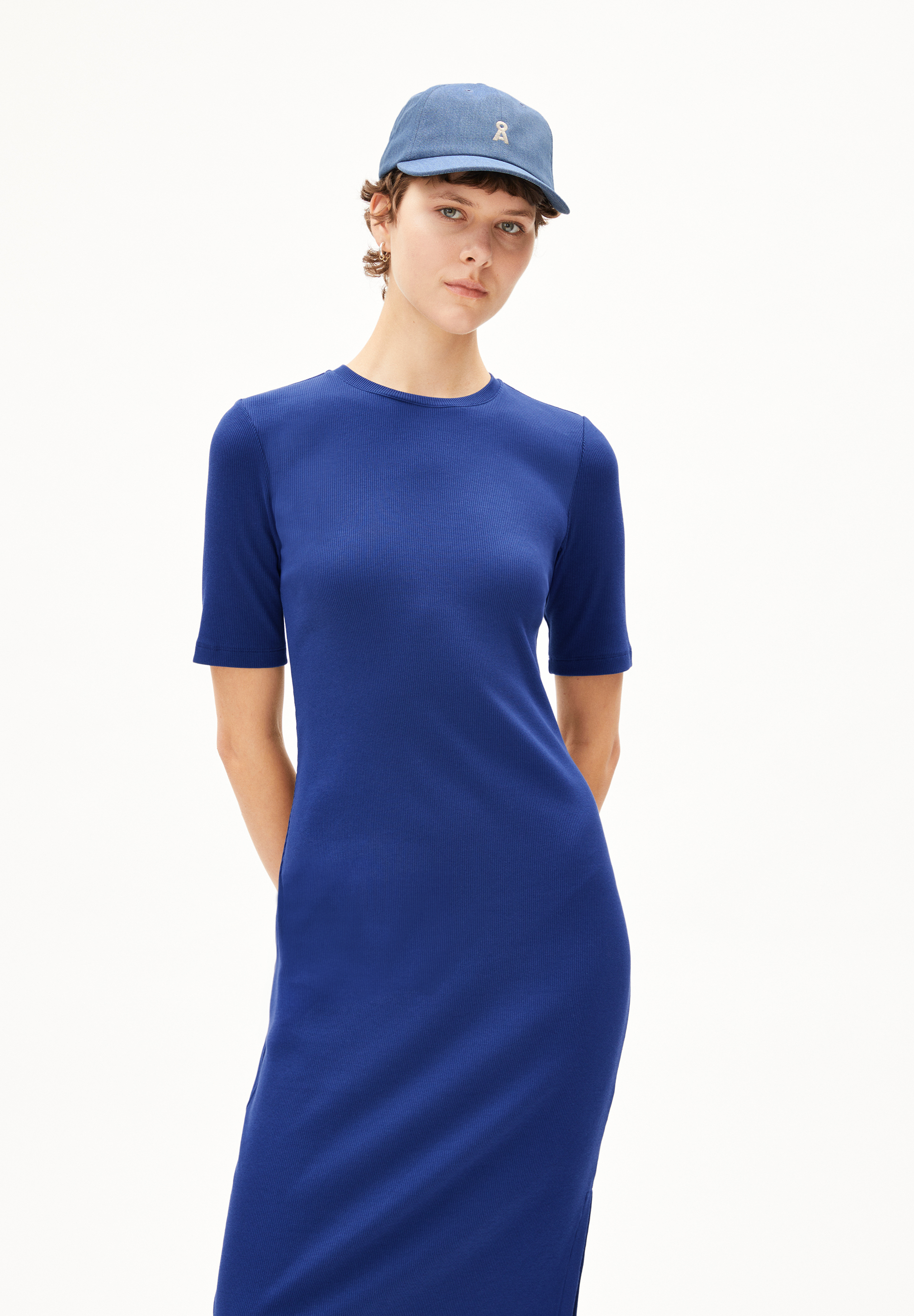 SEHAARAA - Frauen Fitted Kleid - blau