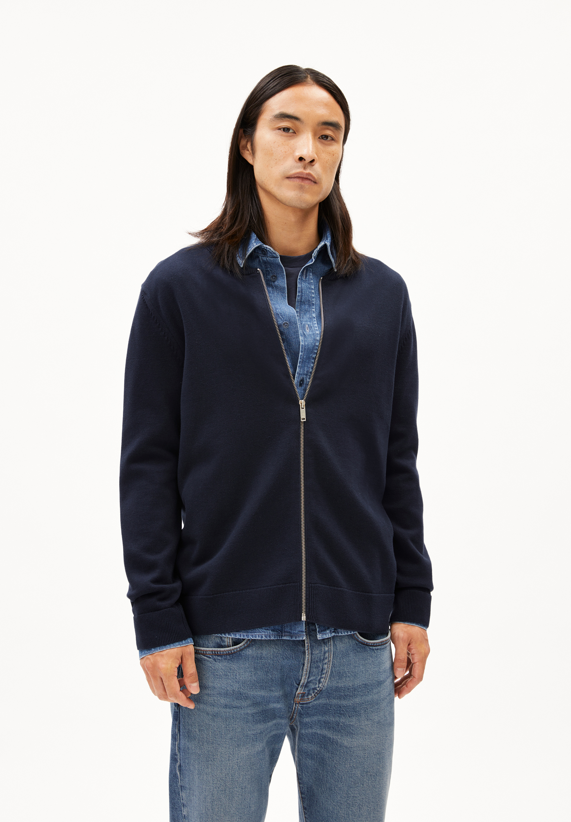 AGAAMON - Männer Regular Fit Strickjacke - blau