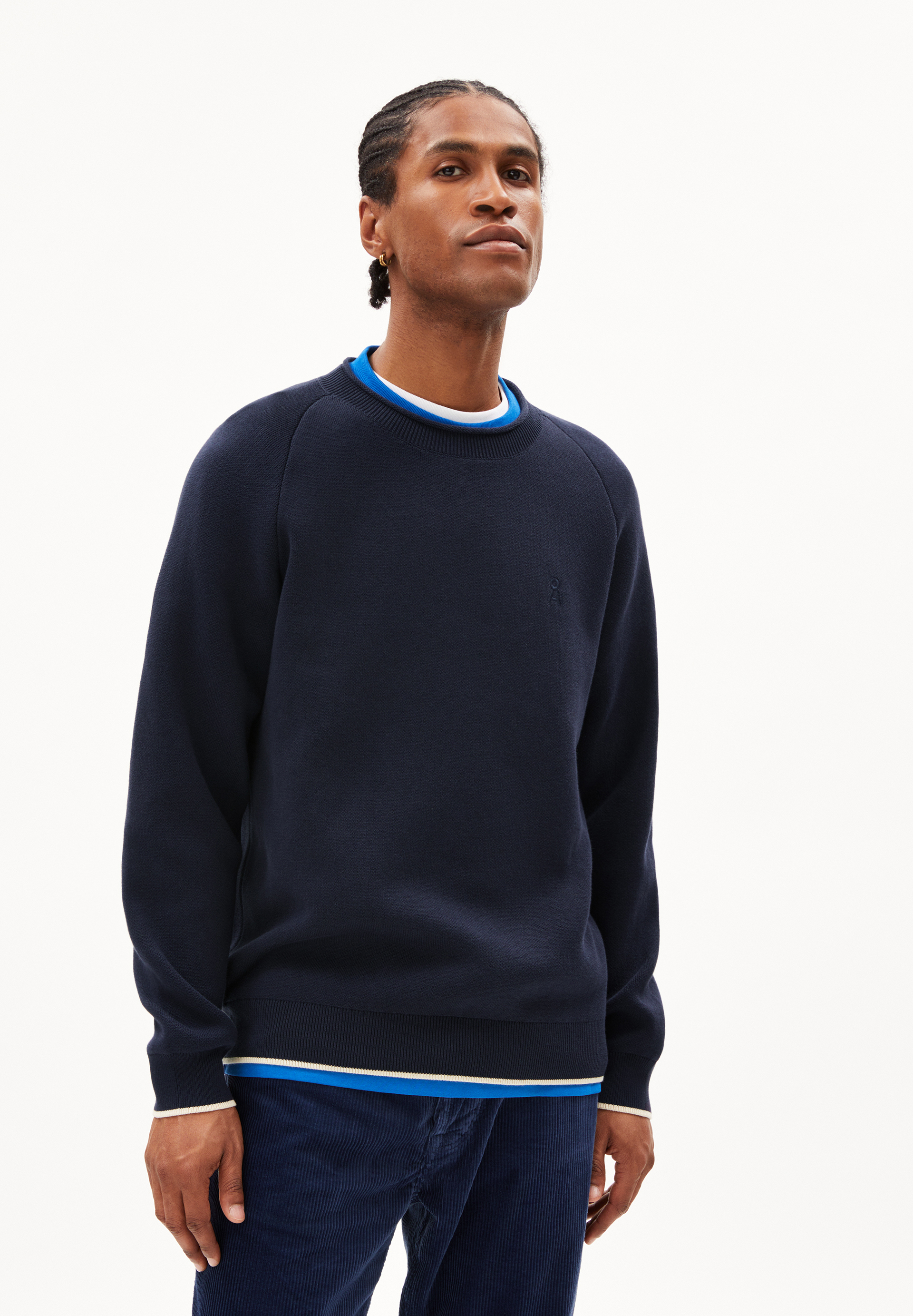 JAAKOS - Männer Regular Fit Strickpullover - blau