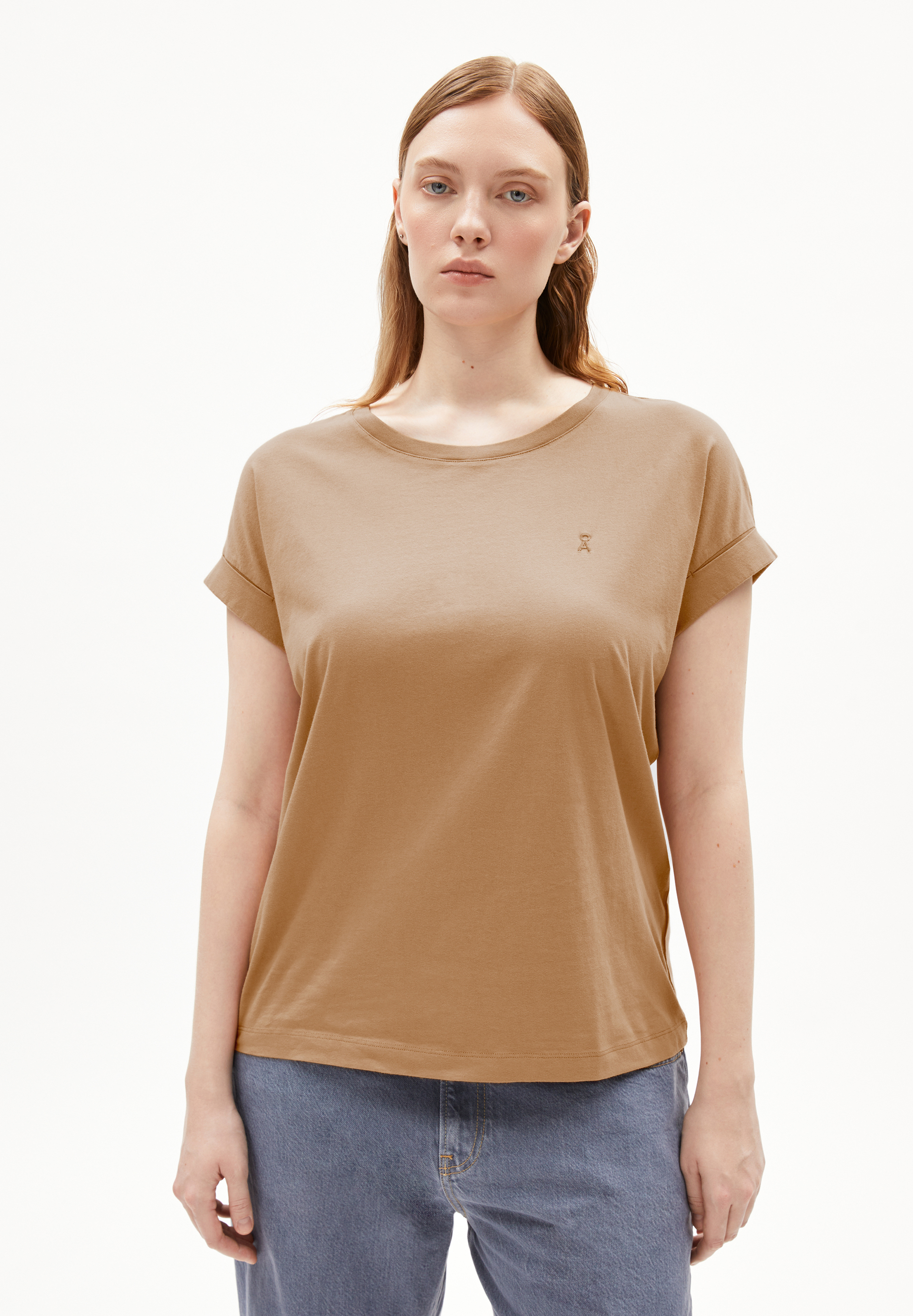 IDAARA - Frauen Loose Fit T-Shirt - beige